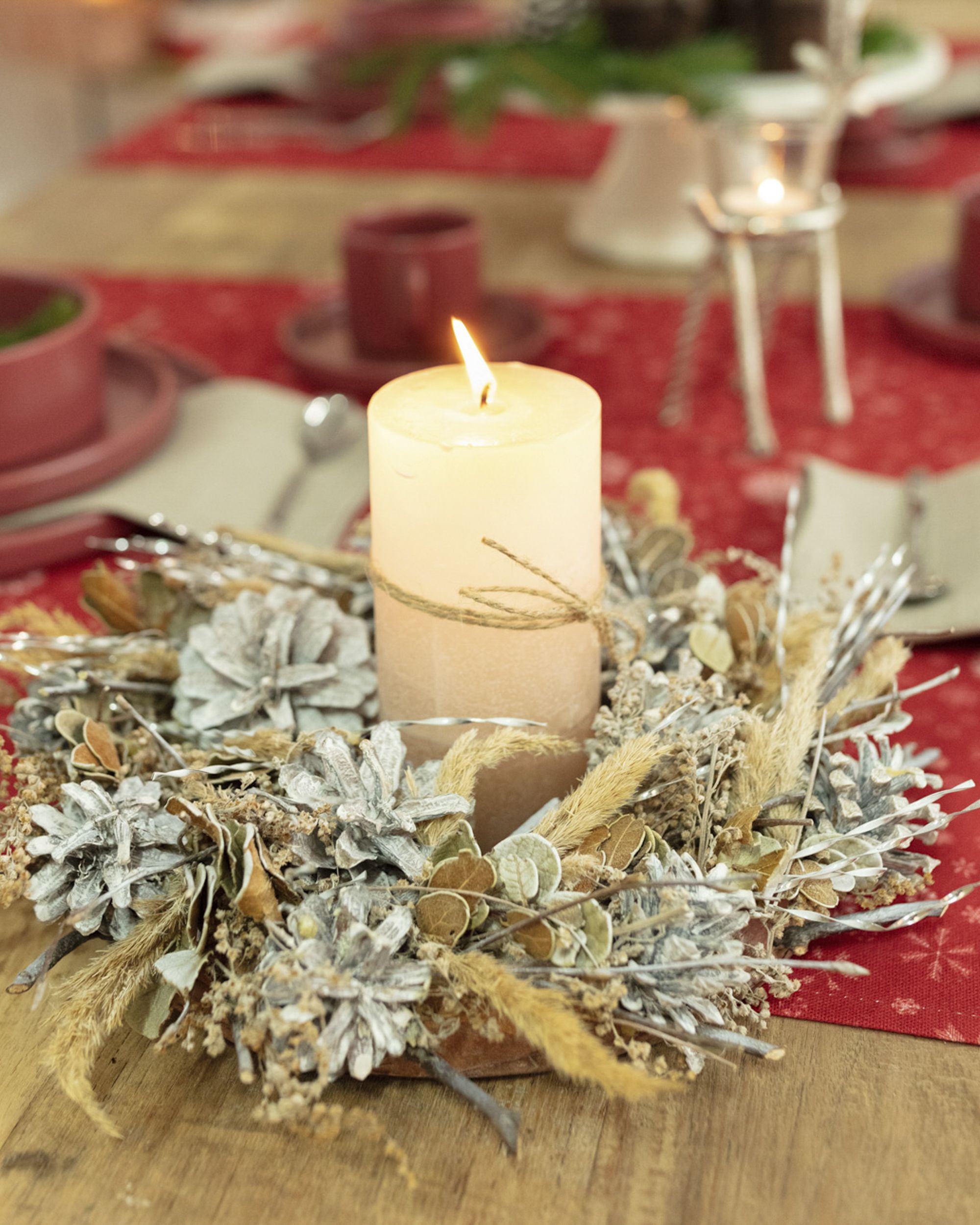 Decoratiune coronita Winter Cone ⌀30cm bej (hover)