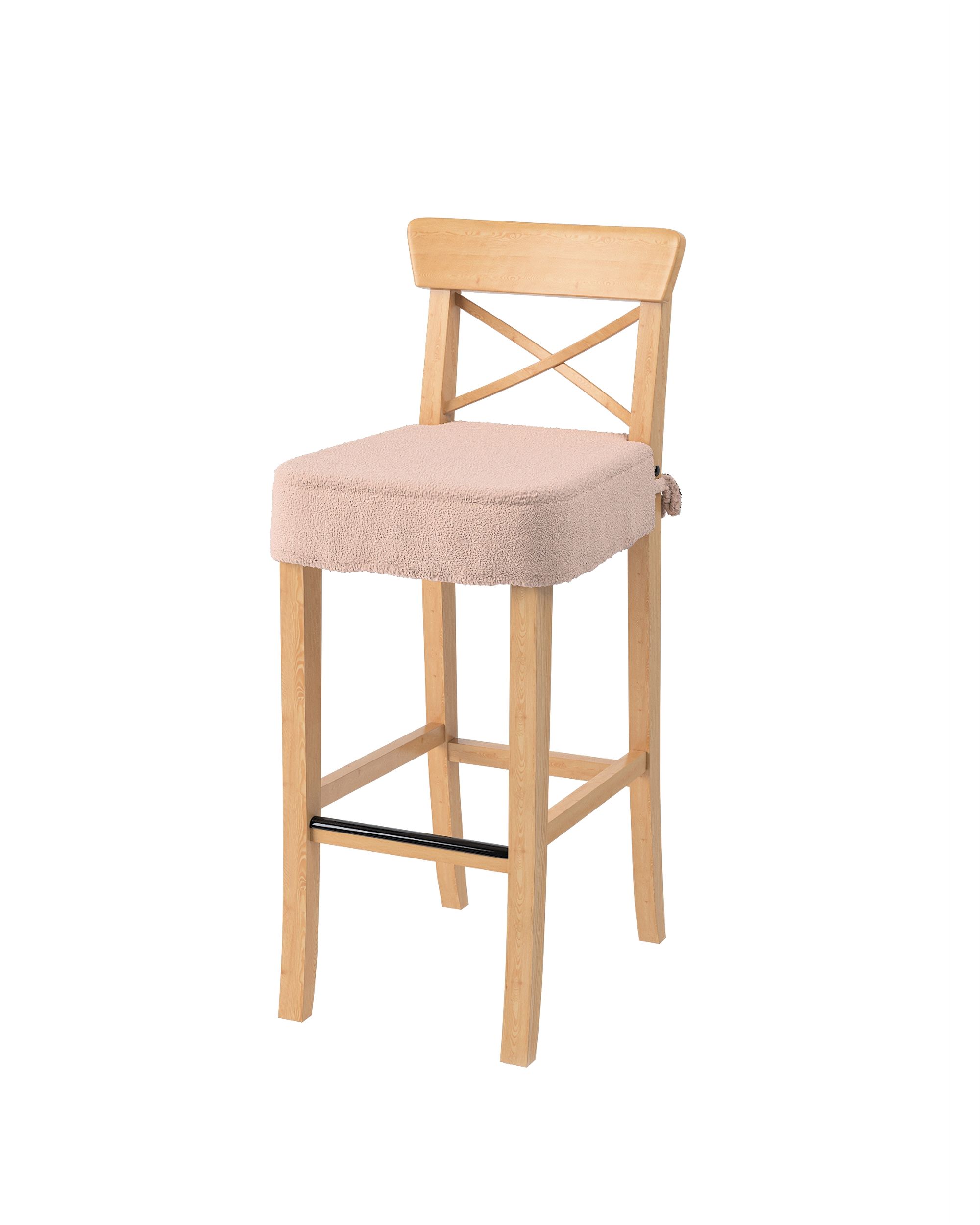 Husa taburet bar Ikea Ingolf culoare roz Țesătură împletitură