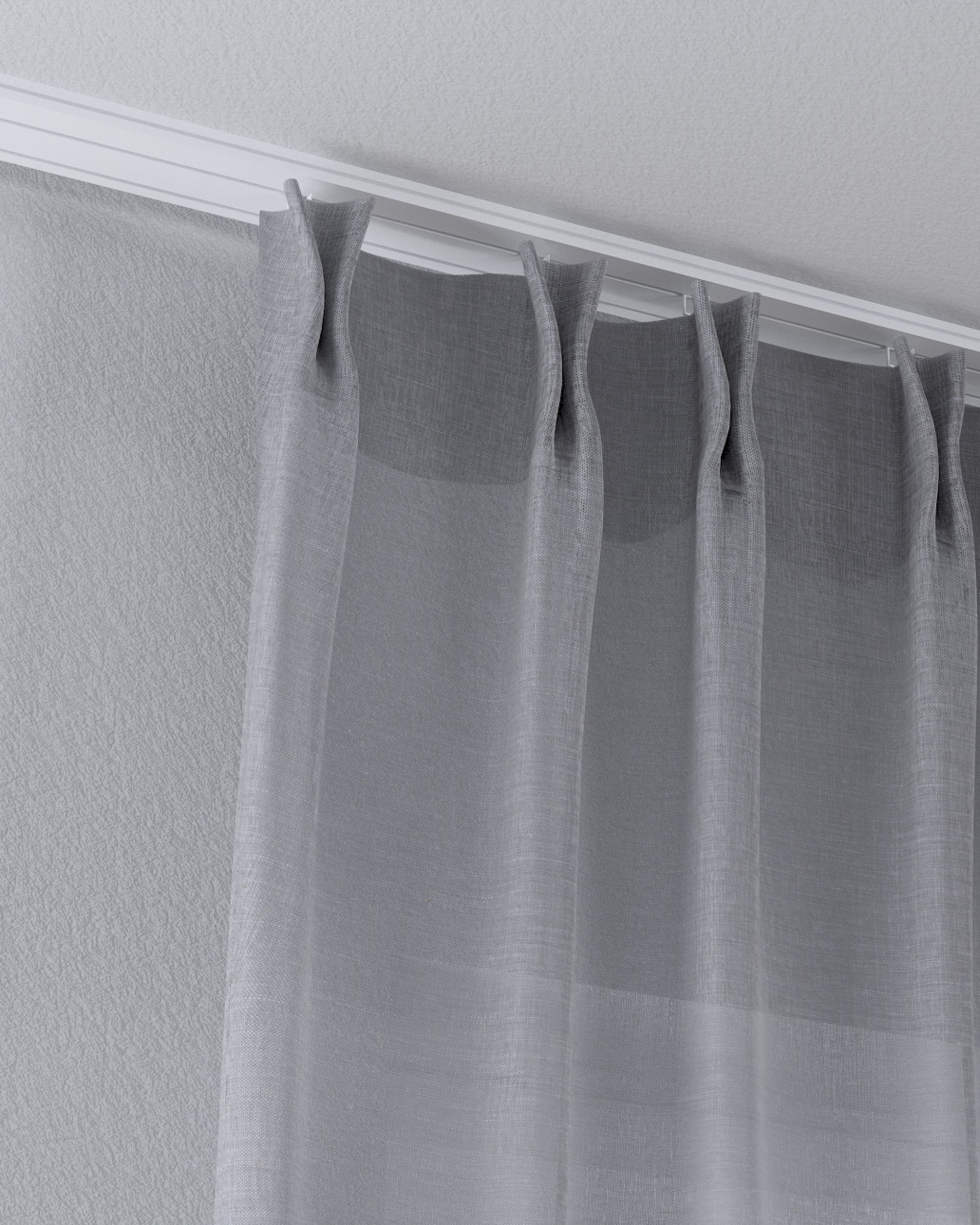 Draperie cu cârlige flex dublu culoare gri Țesătură semitransparentă, împletitură (hover)