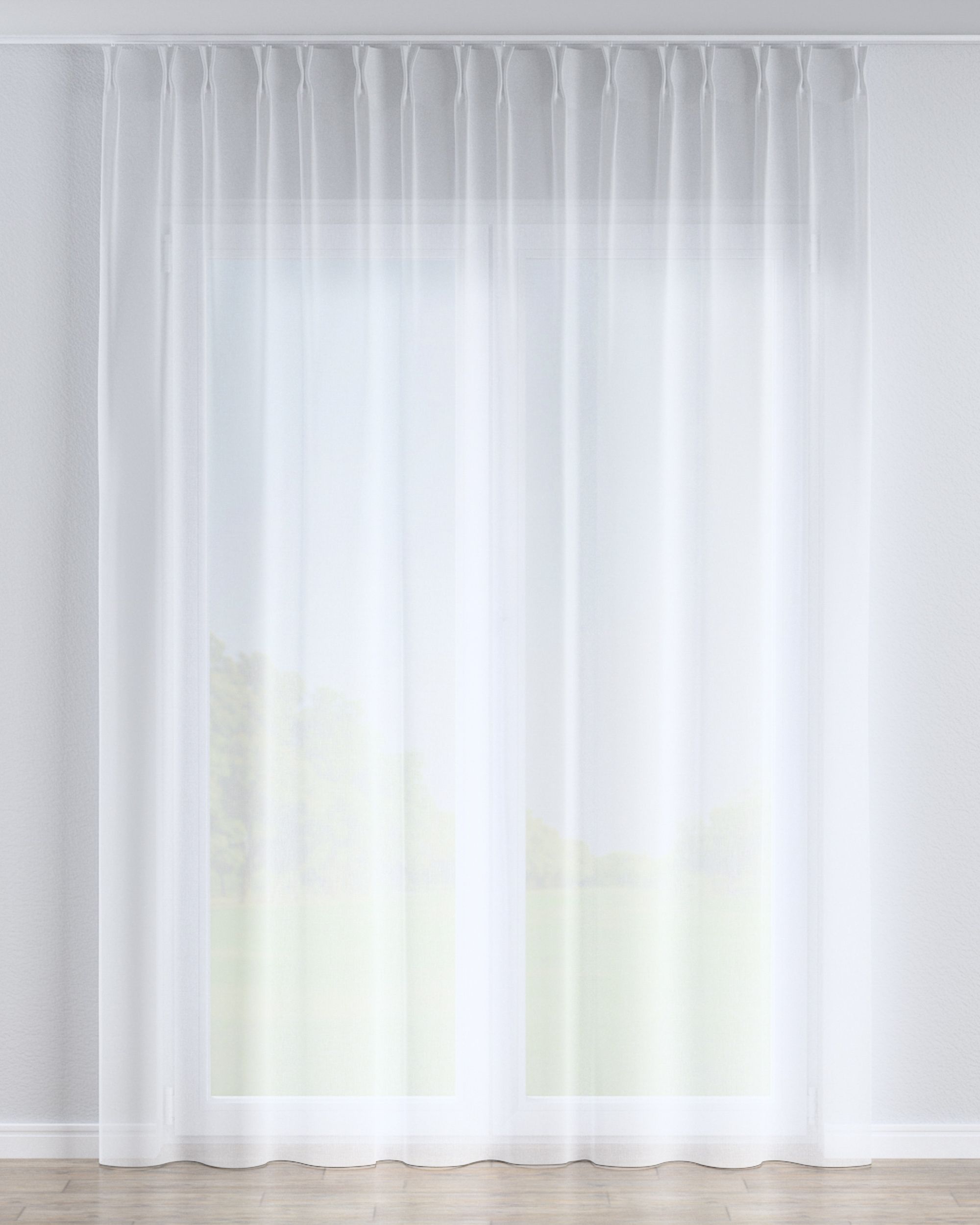 Draperie cu cârlige flex dublu culoare alb Țesătură semitransparentă, împletitură