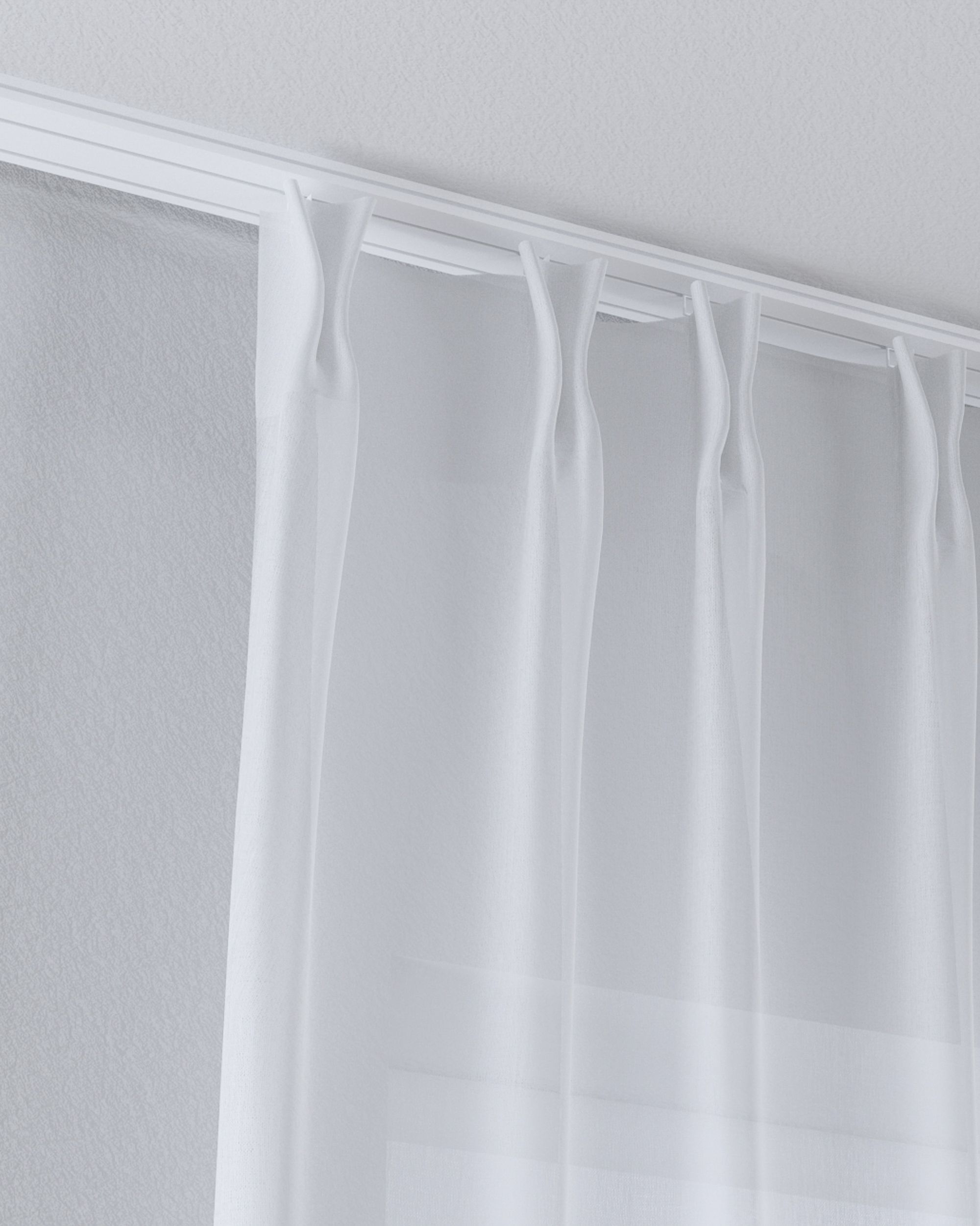 Draperie cu cârlige flex dublu culoare alb Țesătură semitransparentă, împletitură (hover)