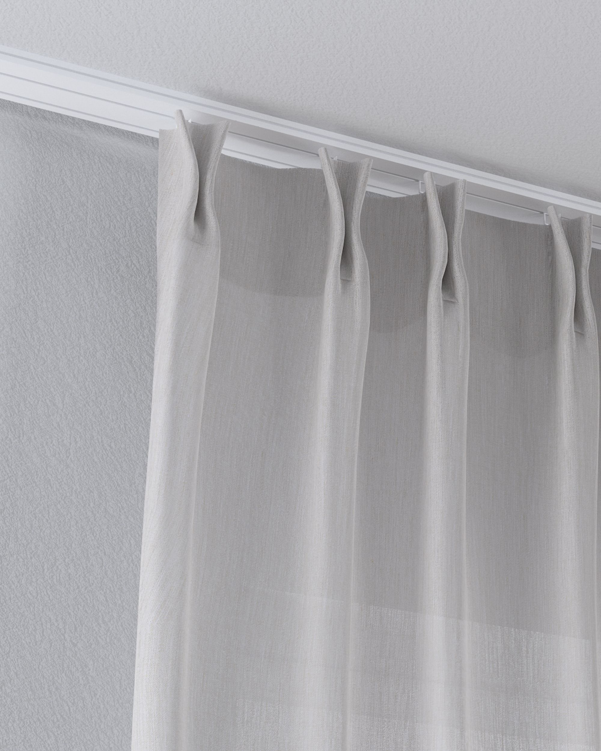 Draperie cu cârlige flex dublu culoare bej Țesătură semitransparentă, împletitură (hover)