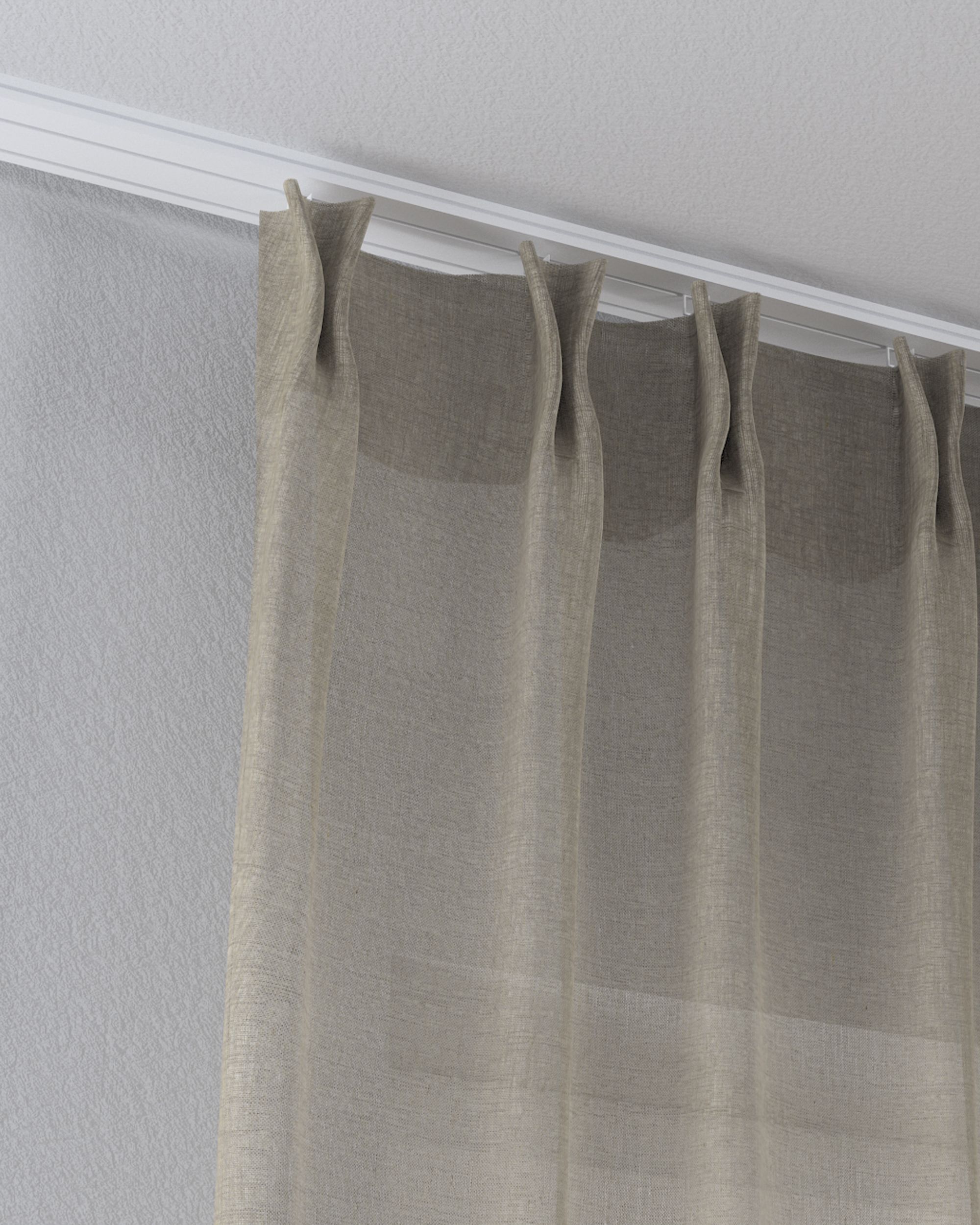 Draperie cu cârlige flex dublu culoare bej Țesătură semitransparentă, împletitură (hover)