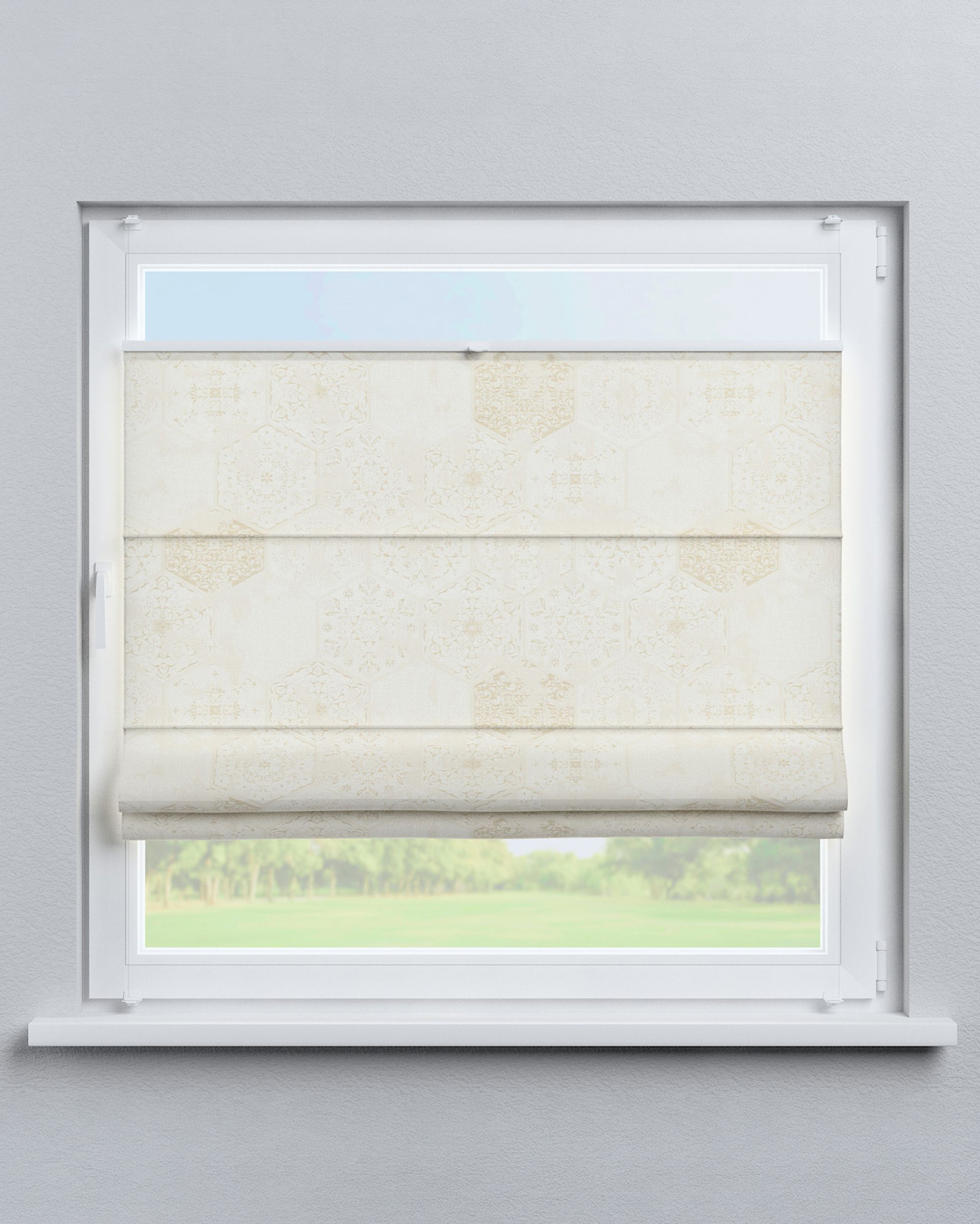 Stor roman Sicily culoare crem Țesătură gloss, împletitură, cu model (hover)
