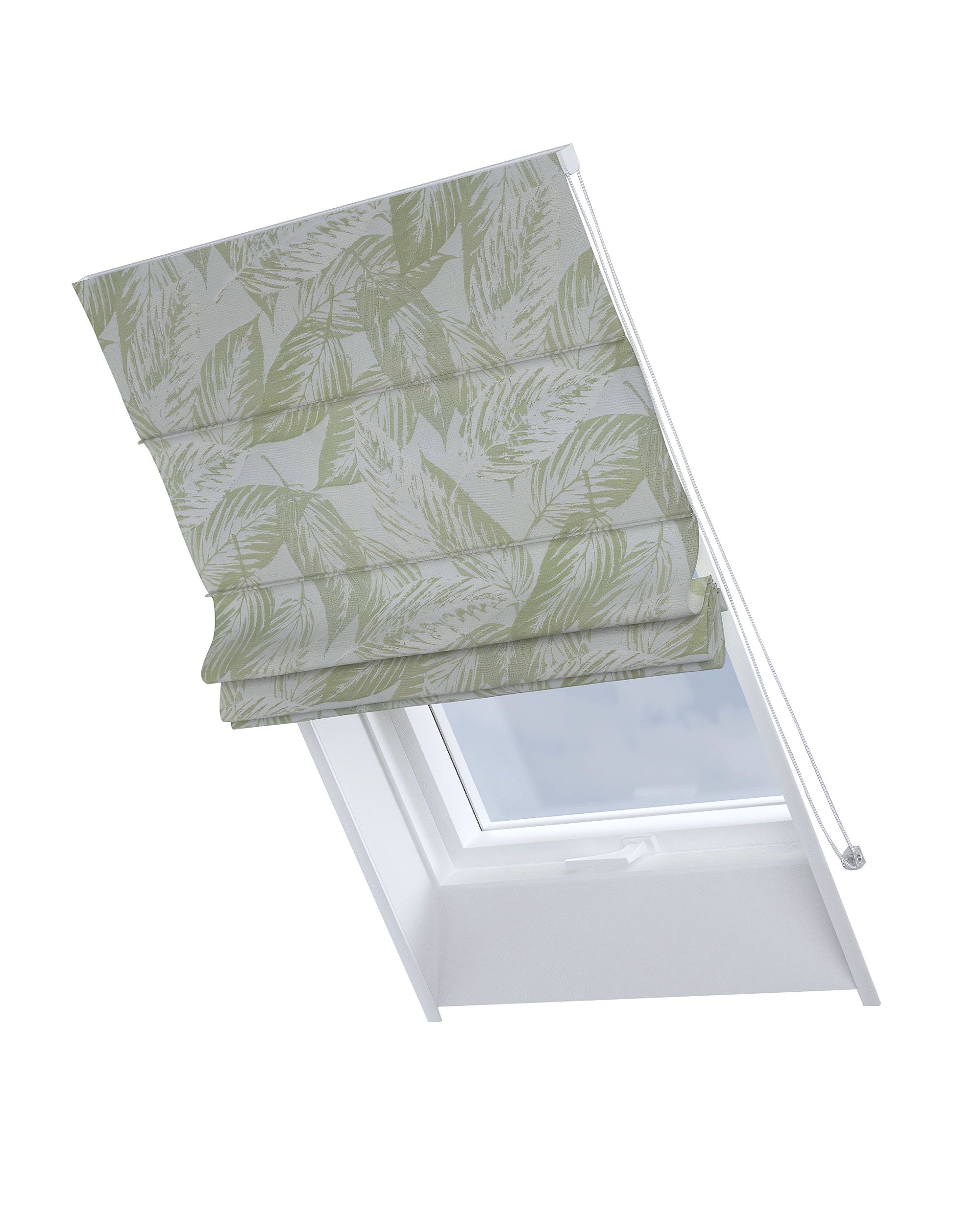 Stor roman pentru fereastra de acoperiș Rimini culoare verde Țesătură gloss, împletitură, cu model
