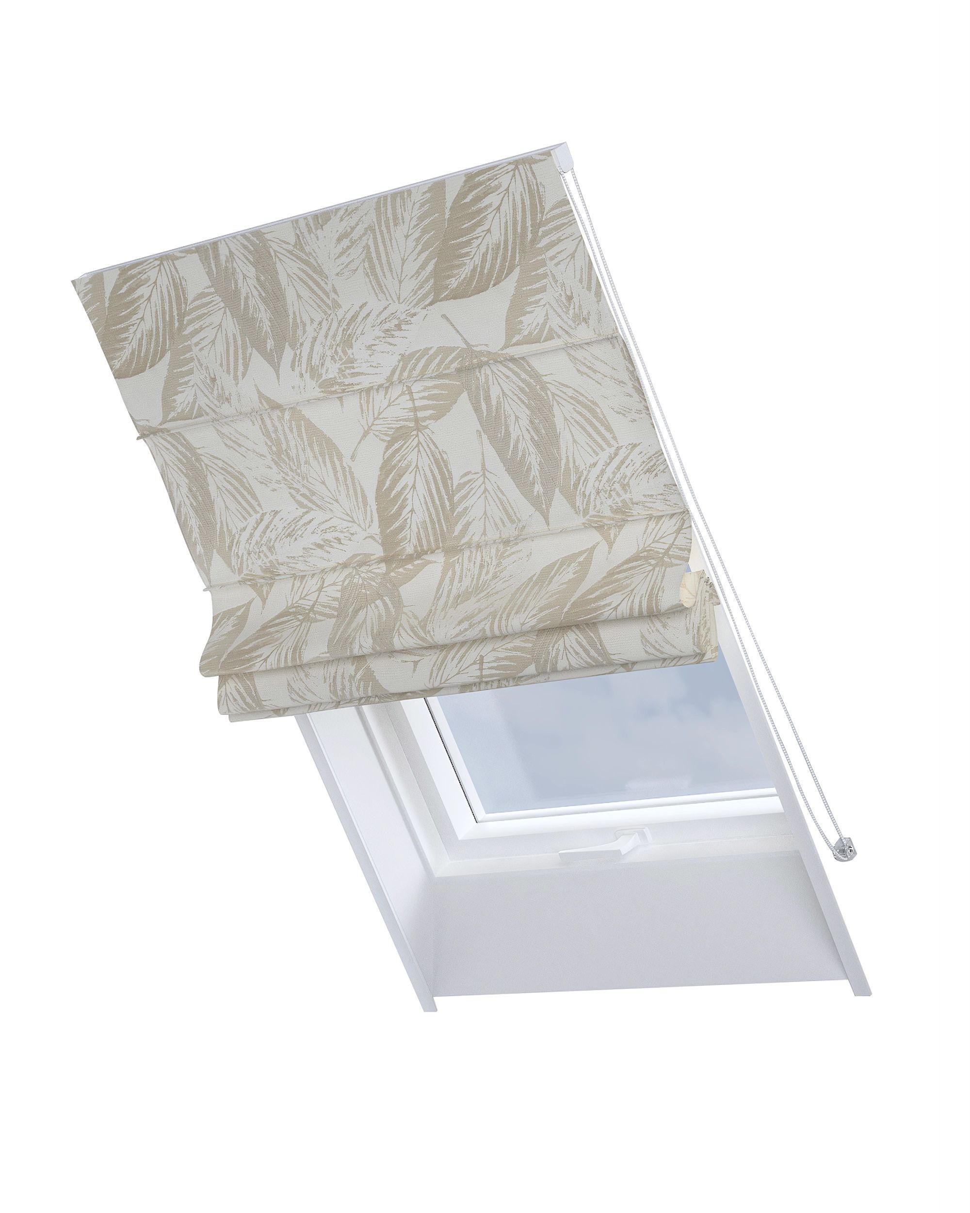 Stor roman pentru fereastra de acoperiș Rimini culoare verde Țesătură gloss, împletitură, cu model