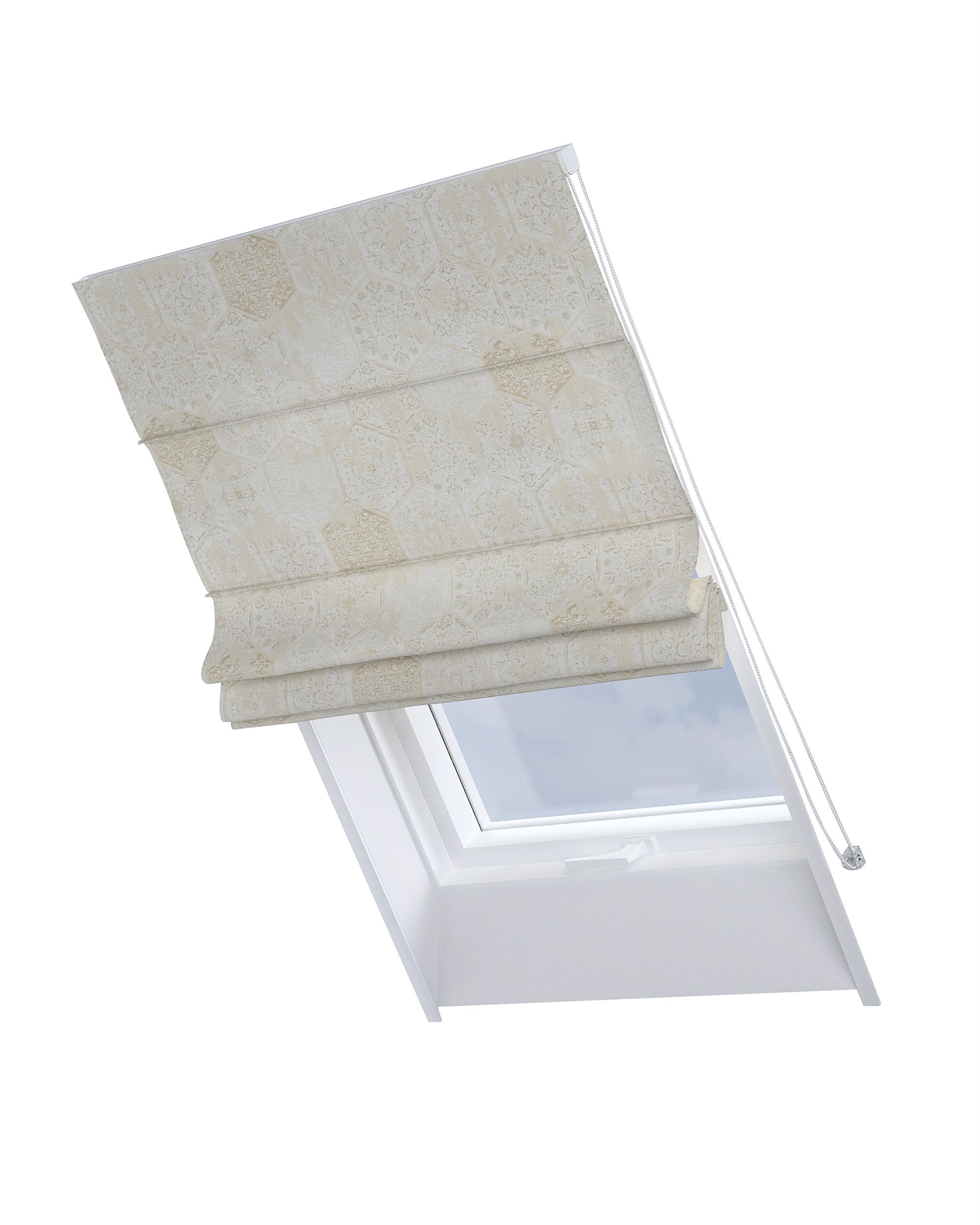 Stor roman pentru fereastra de acoperiș Rimini culoare gri Țesătură gloss, împletitură, cu model