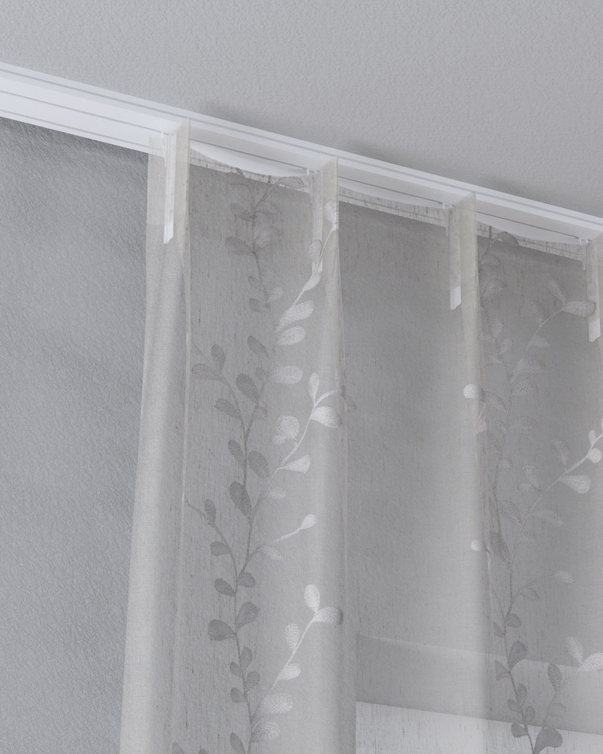 Draperie cu cârlige flex simple culoare crem Țesătură semitransparentă, împletitură (hover)
