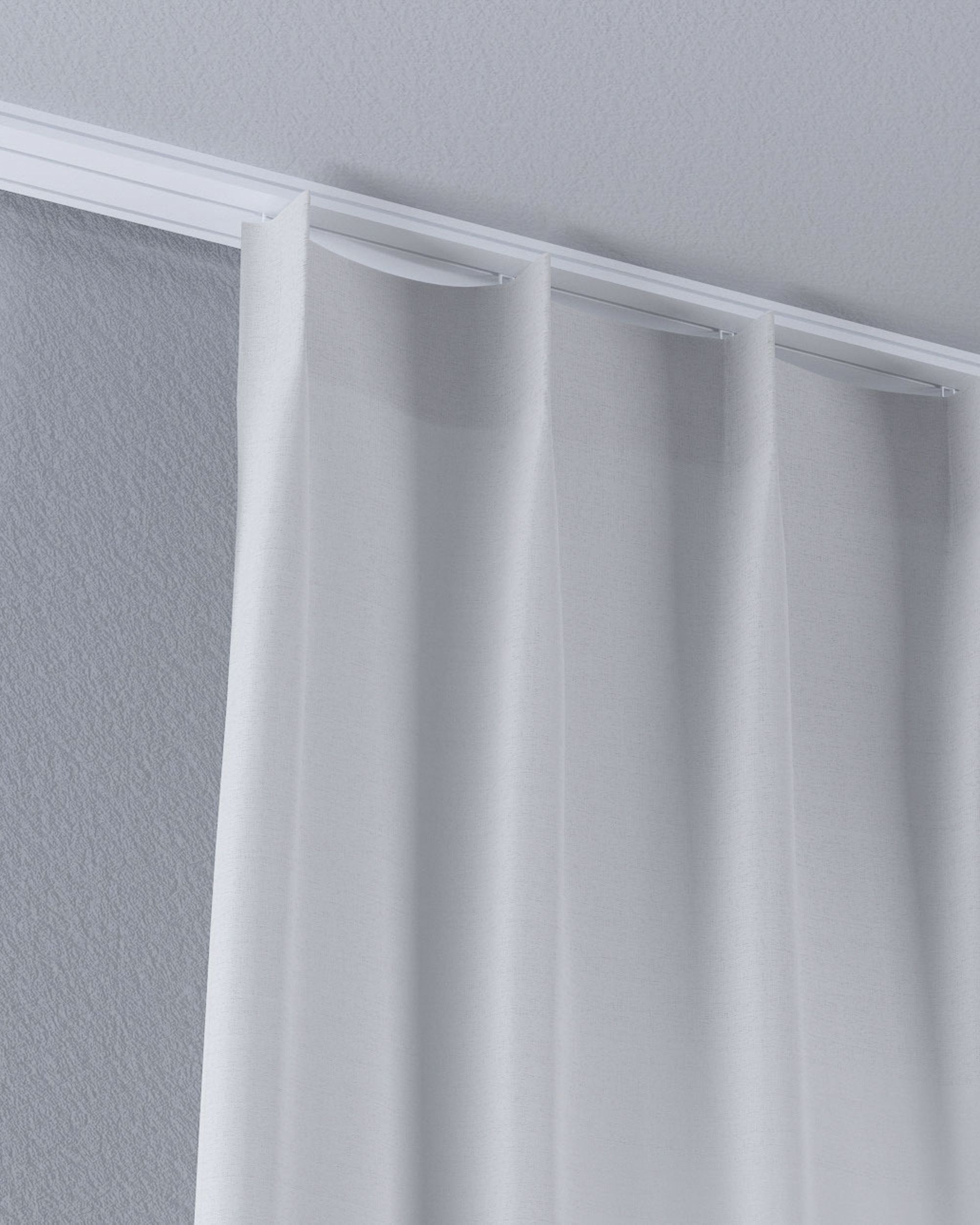 Draperie cu cârlige flex simple culoare crem Țesătură semitransparentă, împletitură (hover)