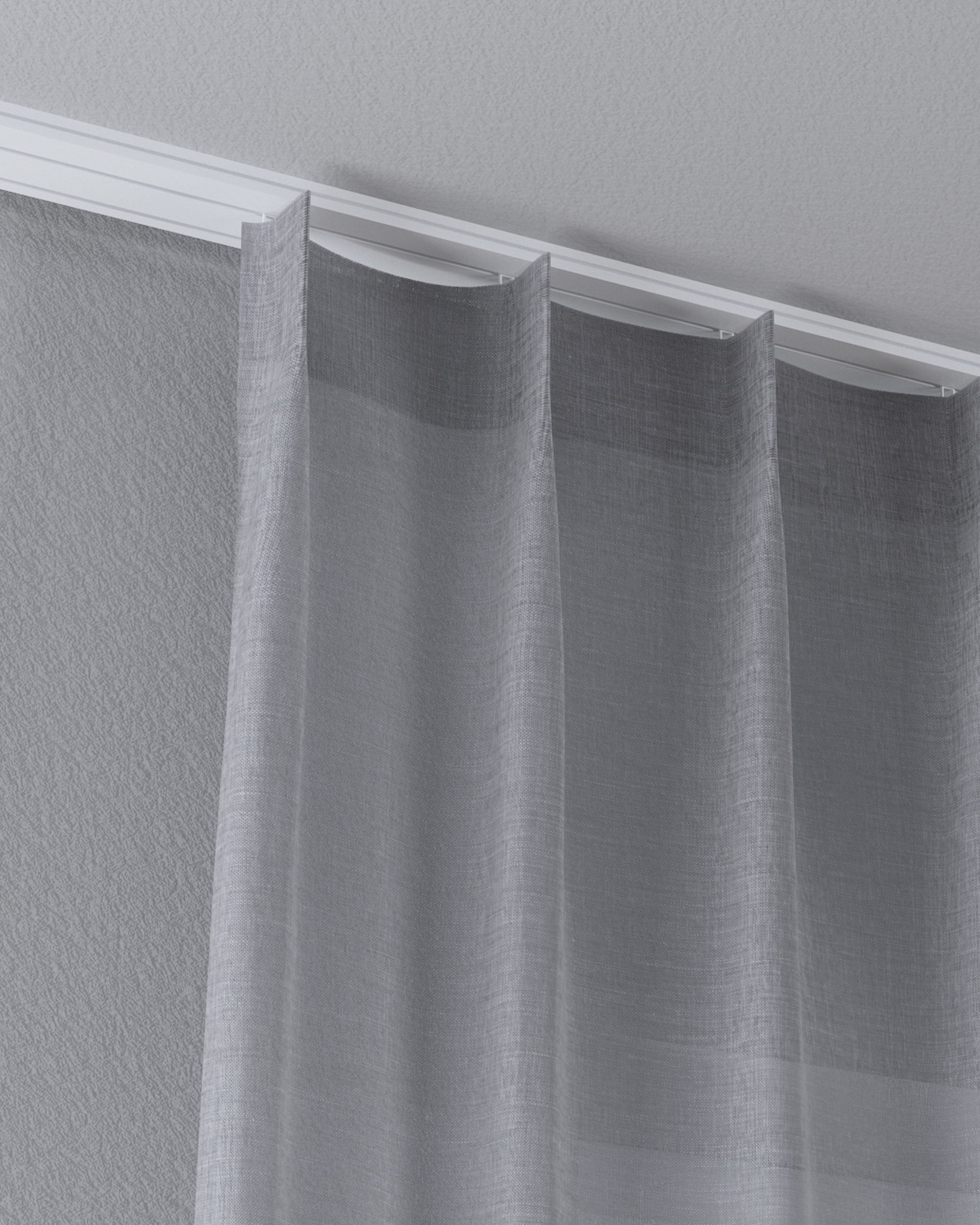 Draperie cu cârlige flex simple culoare gri Țesătură semitransparentă, împletitură (hover)