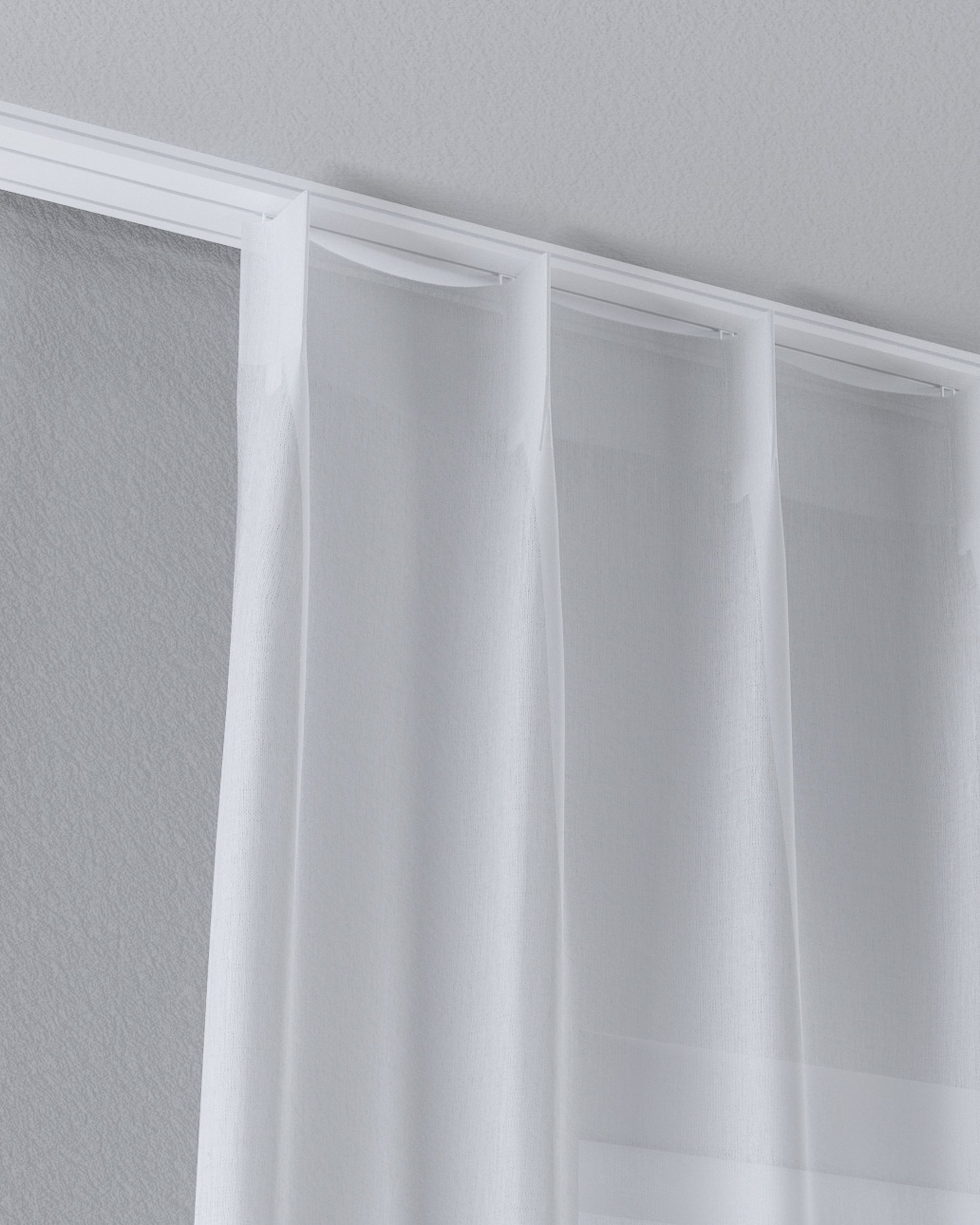 Draperie cu cârlige flex simple culoare alb Țesătură semitransparentă, împletitură (hover)