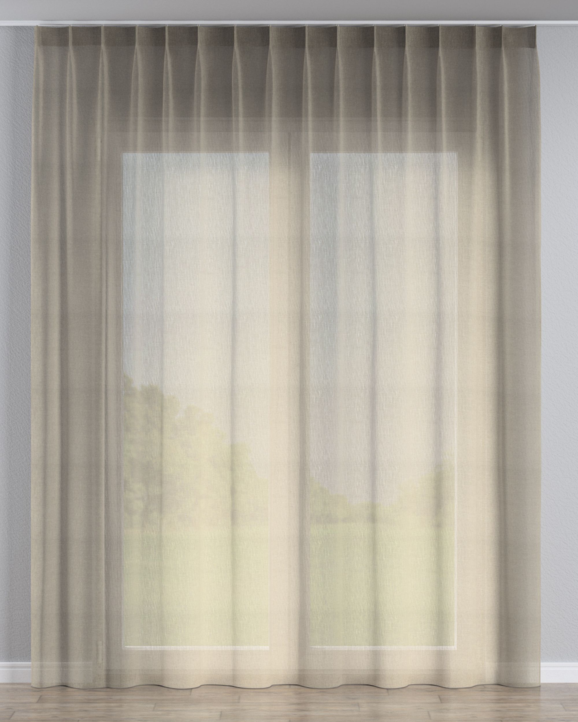 Draperie cu cârlige flex simple culoare bej Țesătură semitransparentă, împletitură
