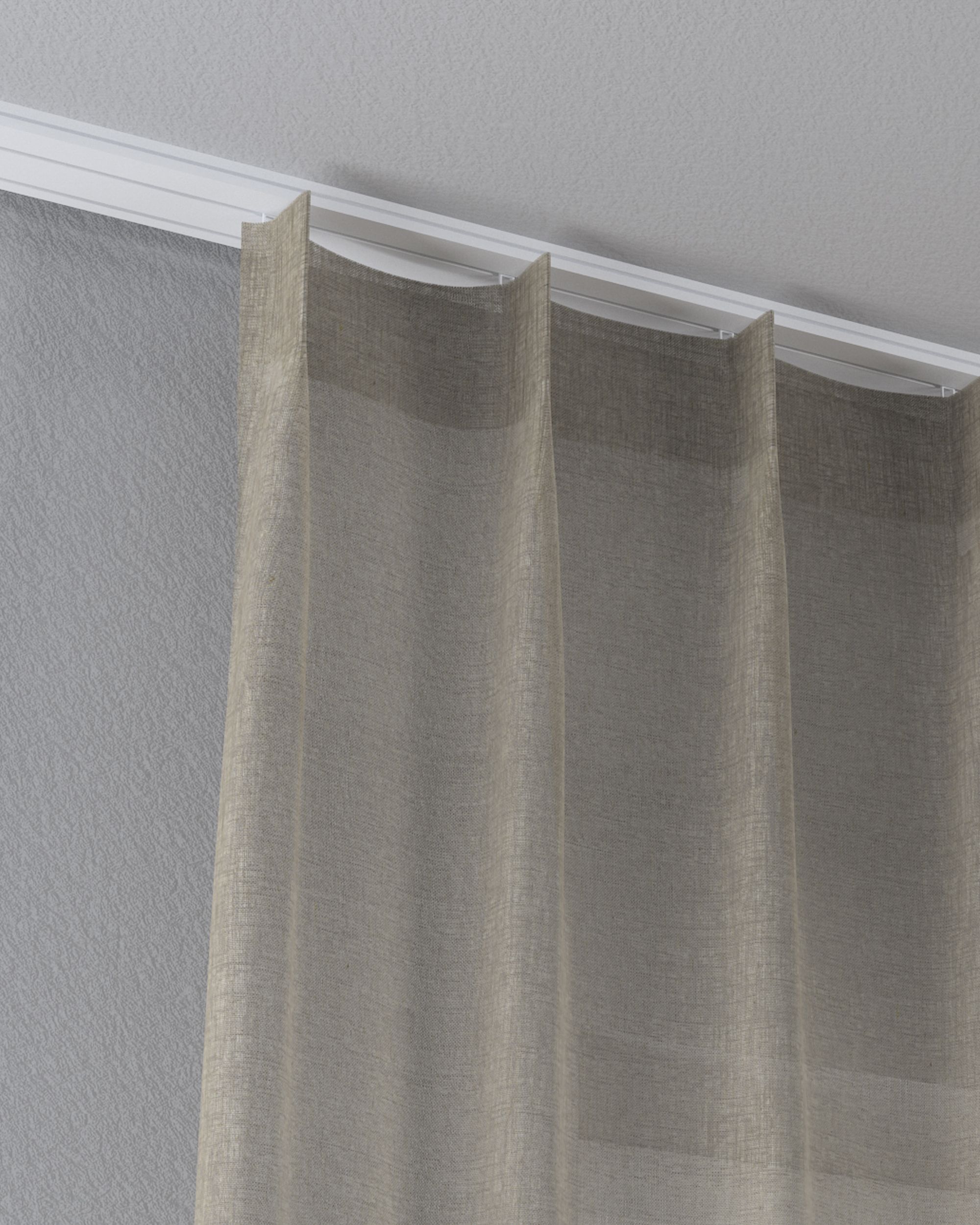 Draperie cu cârlige flex simple culoare bej Țesătură semitransparentă, împletitură (hover)