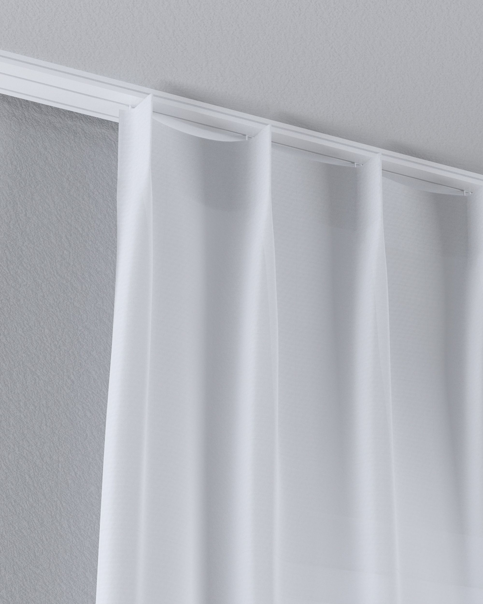 Draperie cu cârlige flex simple culoare alb Țesătură semitransparentă, împletitură (hover)