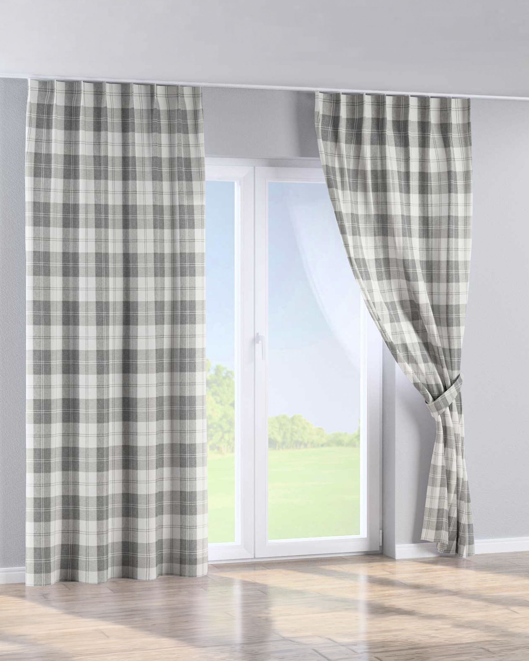 Perdea cu cârlige flex simple culoare gri Țesătură împletitură, cu model (hover)