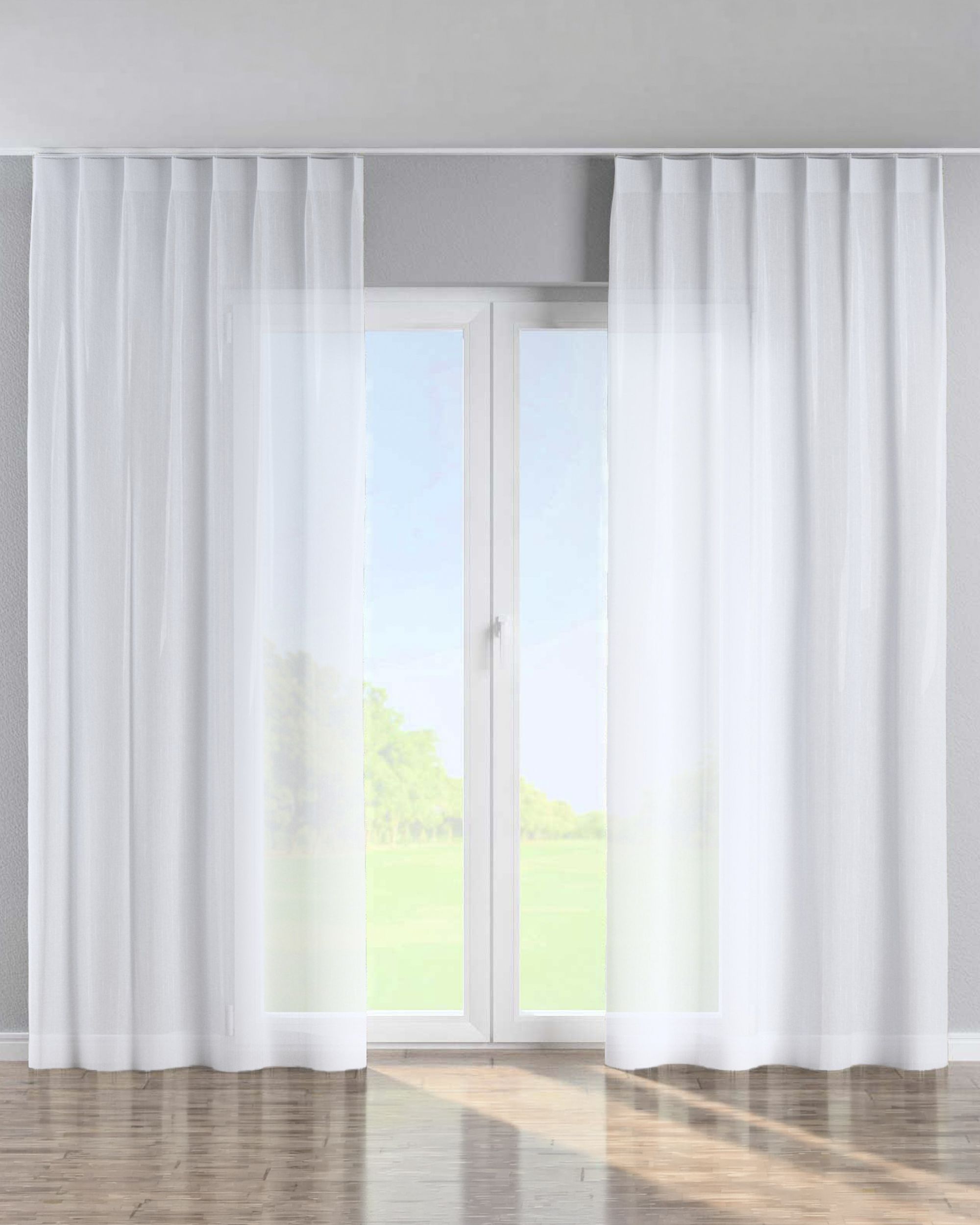 Perdea cu cârlige flex simple culoare crem Țesătură semitransparentă, împletitură, cu model (hover)