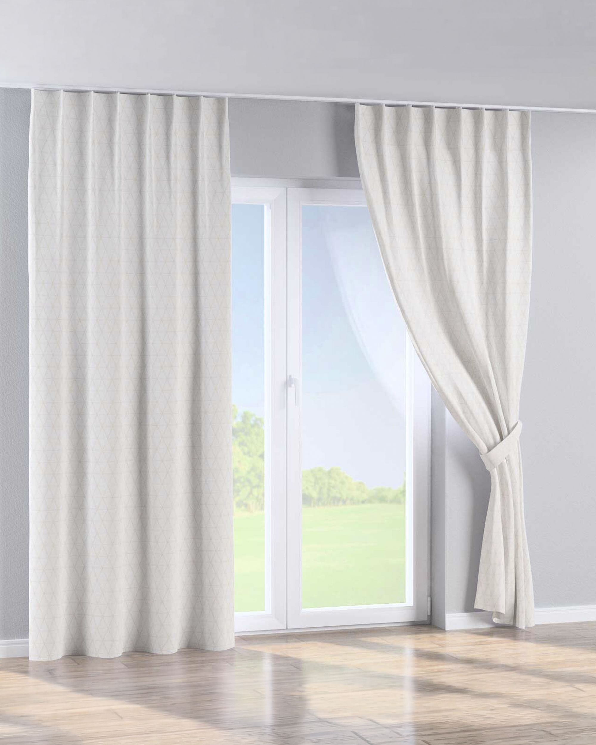 Perdea cu cârlige flex simple culoare crem Țesătură cu model (hover)