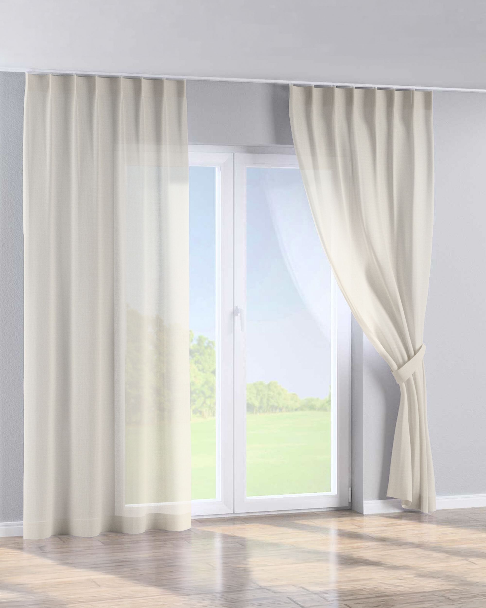 Perdea cu cârlige flex simple culoare crem Țesătură împletitură (hover)