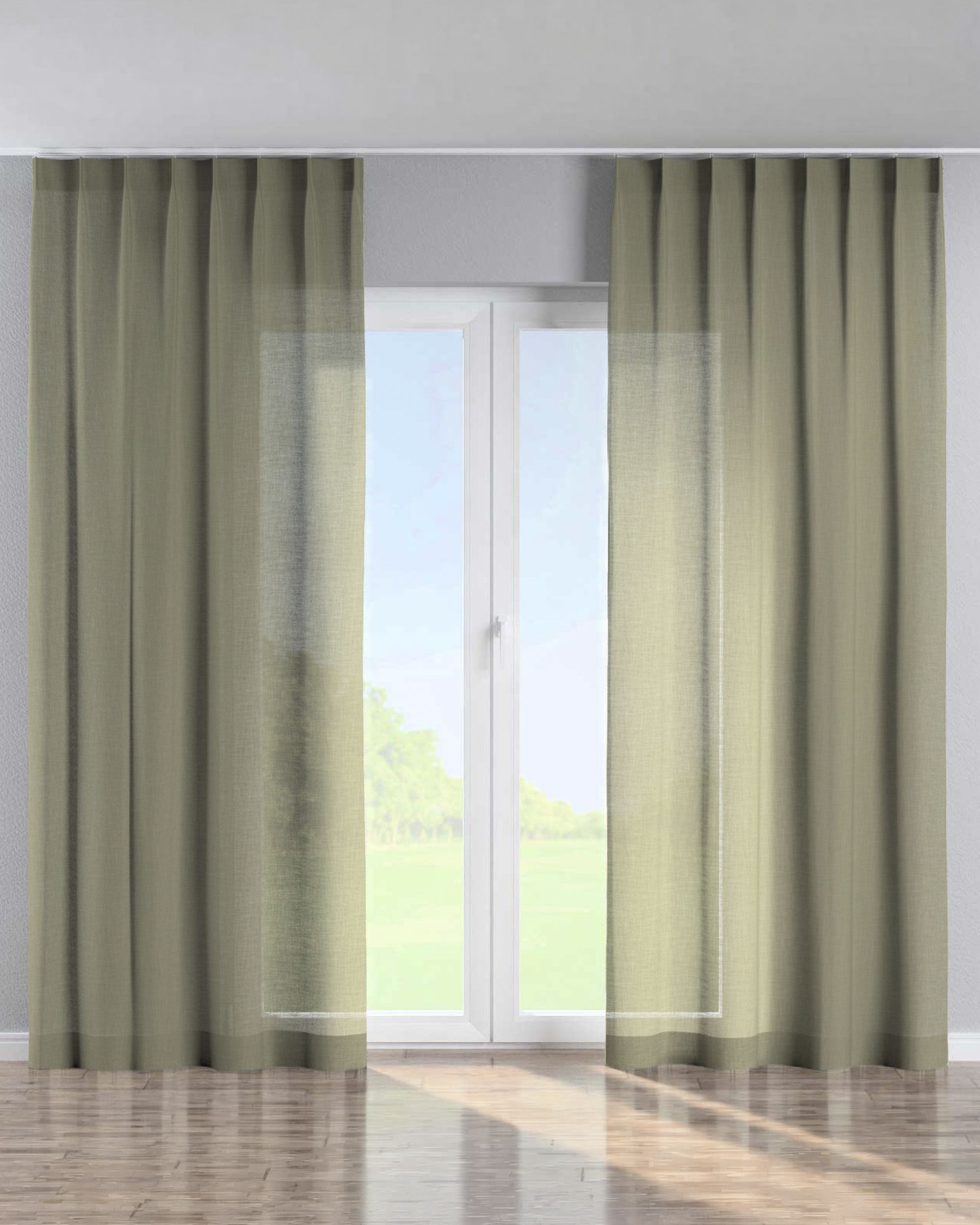 Perdea cu cârlige flex simple culoare verde Țesătură împletitură