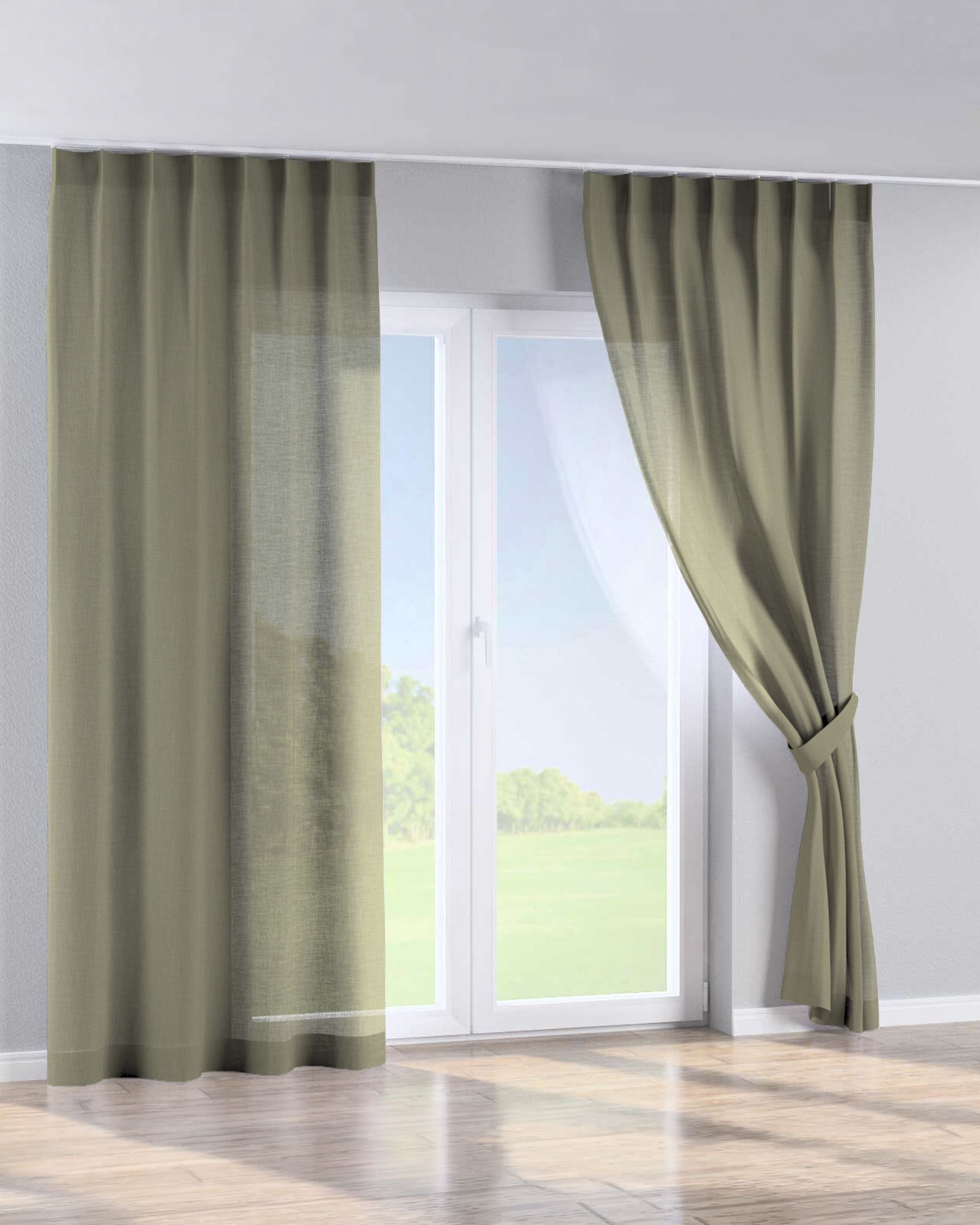 Perdea cu cârlige flex simple culoare verde Țesătură împletitură (hover)