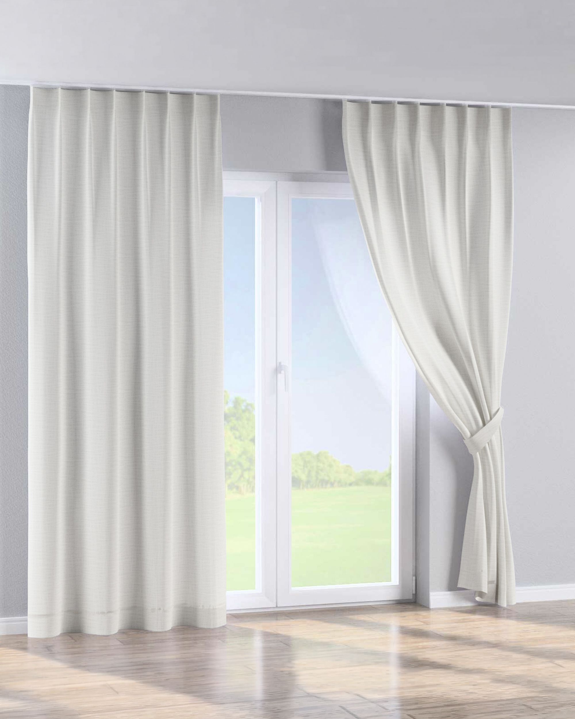 Perdea cu cârlige flex simple culoare crem Țesătură împletitură (hover)
