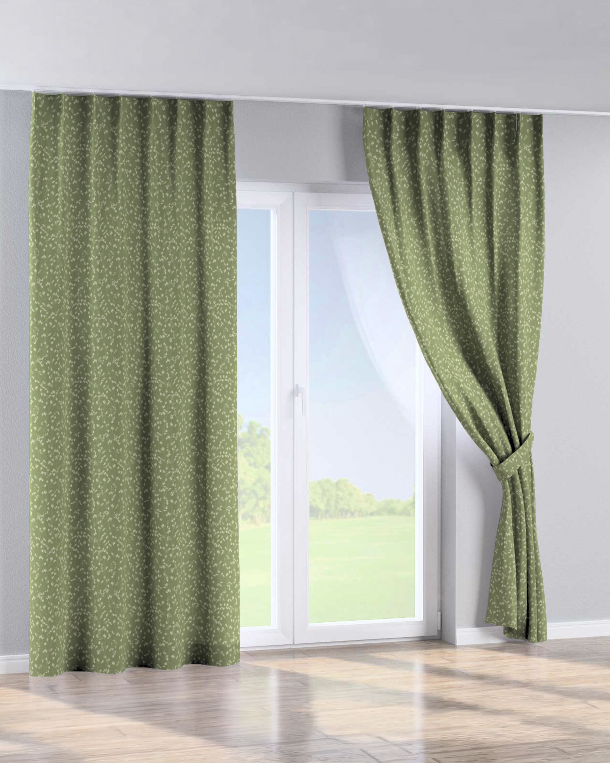 Perdea cu cârlige flex simple culoare verde Țesătură cu model (hover)