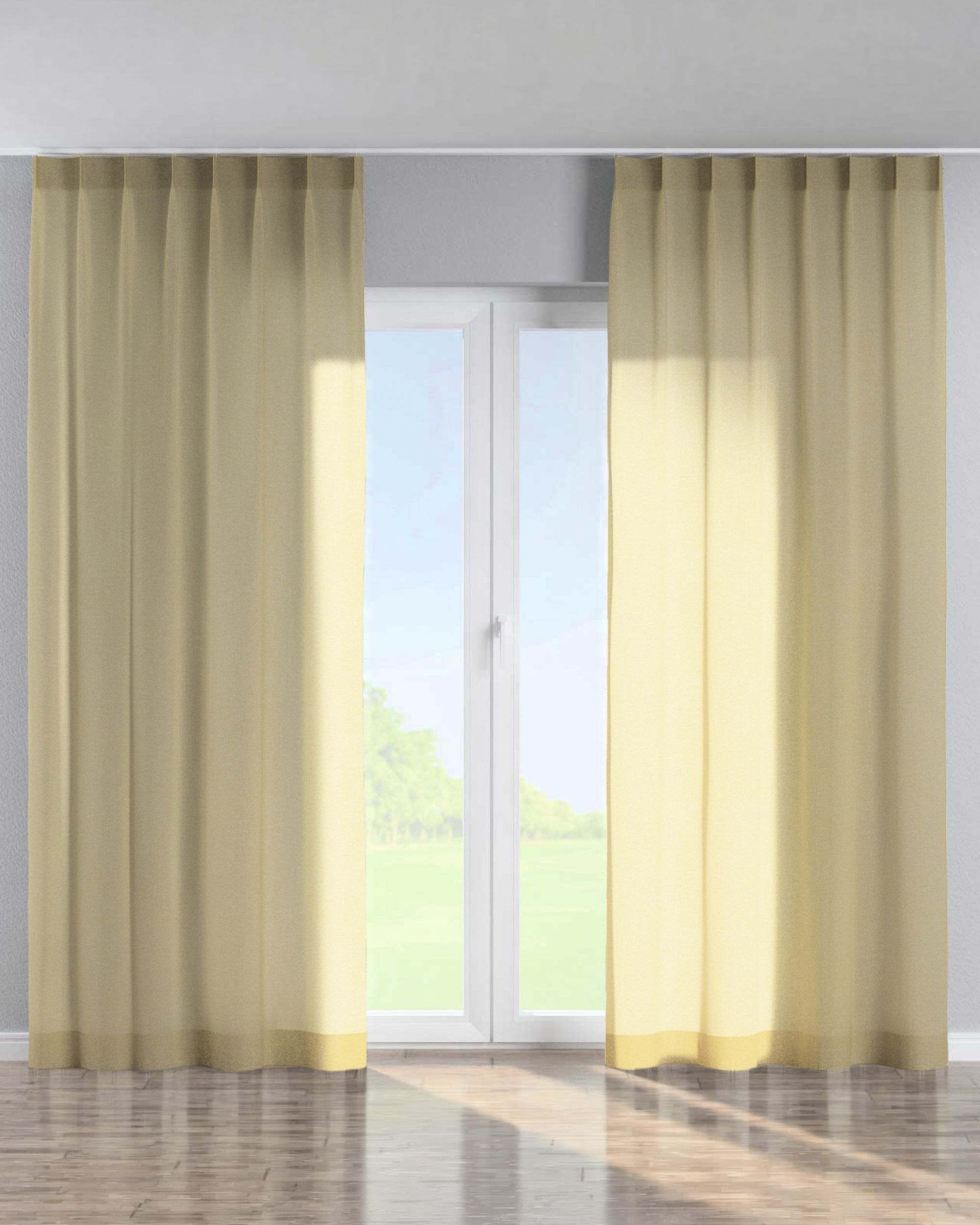Perdea cu cârlige flex simple culoare bej Țesătură semitransparentă, gloss, împletitură