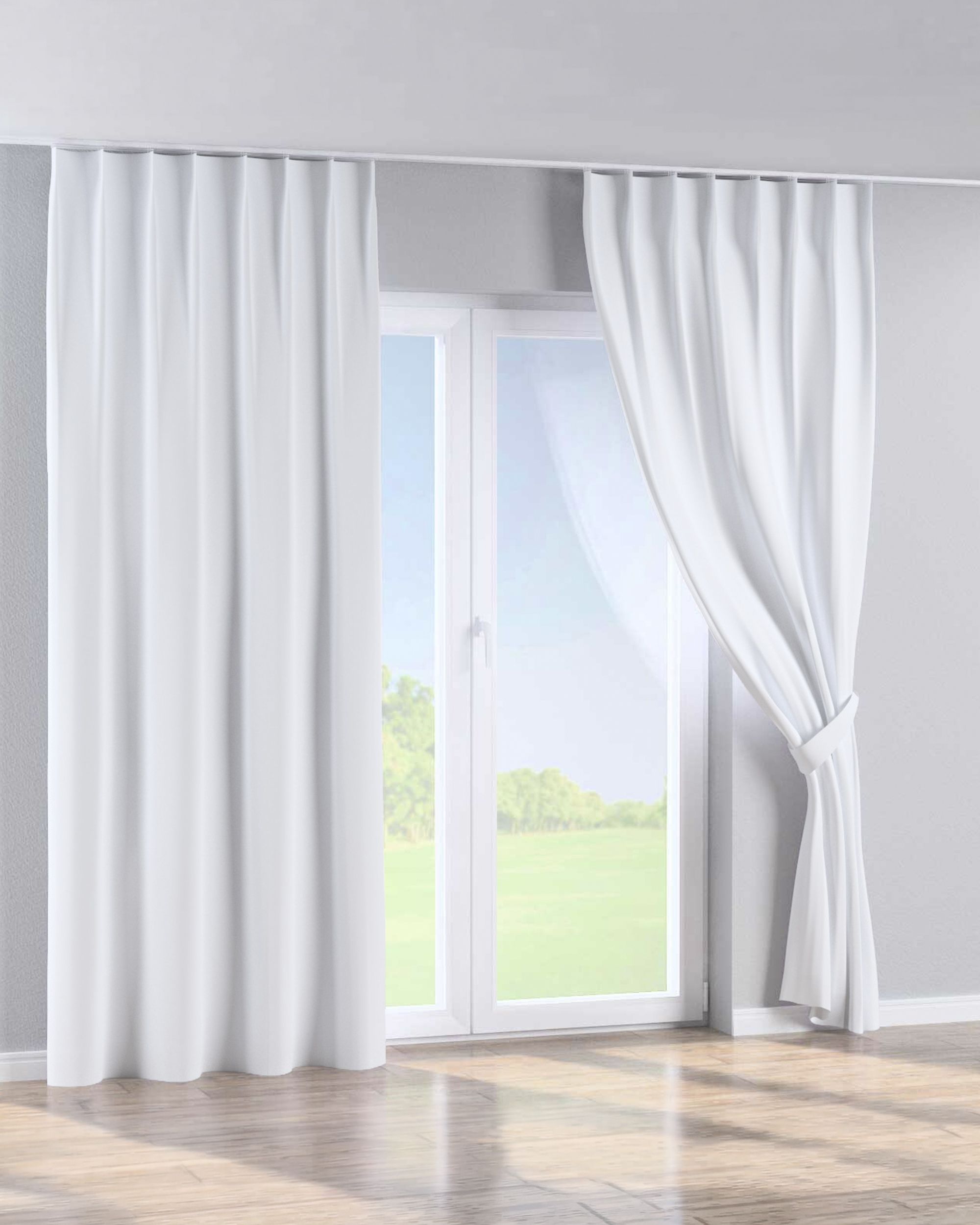 Perdea cu cârlige flex simple culoare alb Țesătură blackout (hover)