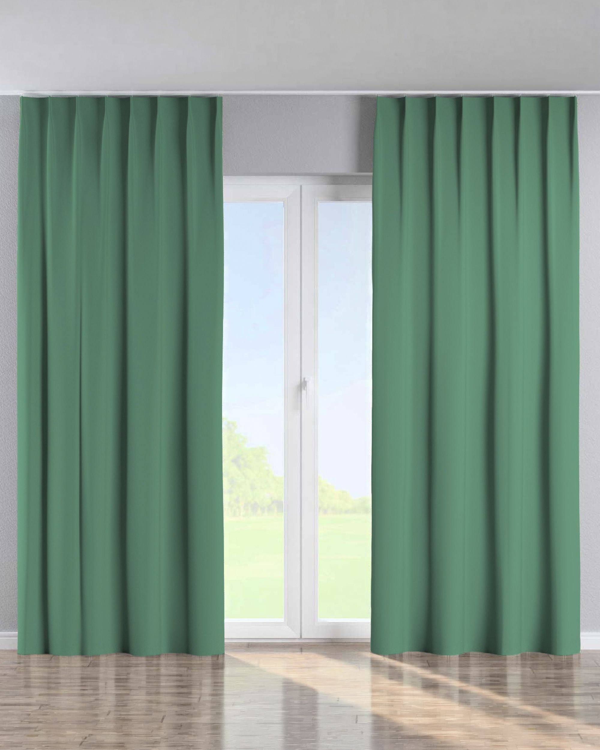 Perdea cu cârlige flex simple culoare verde Țesătură blackout