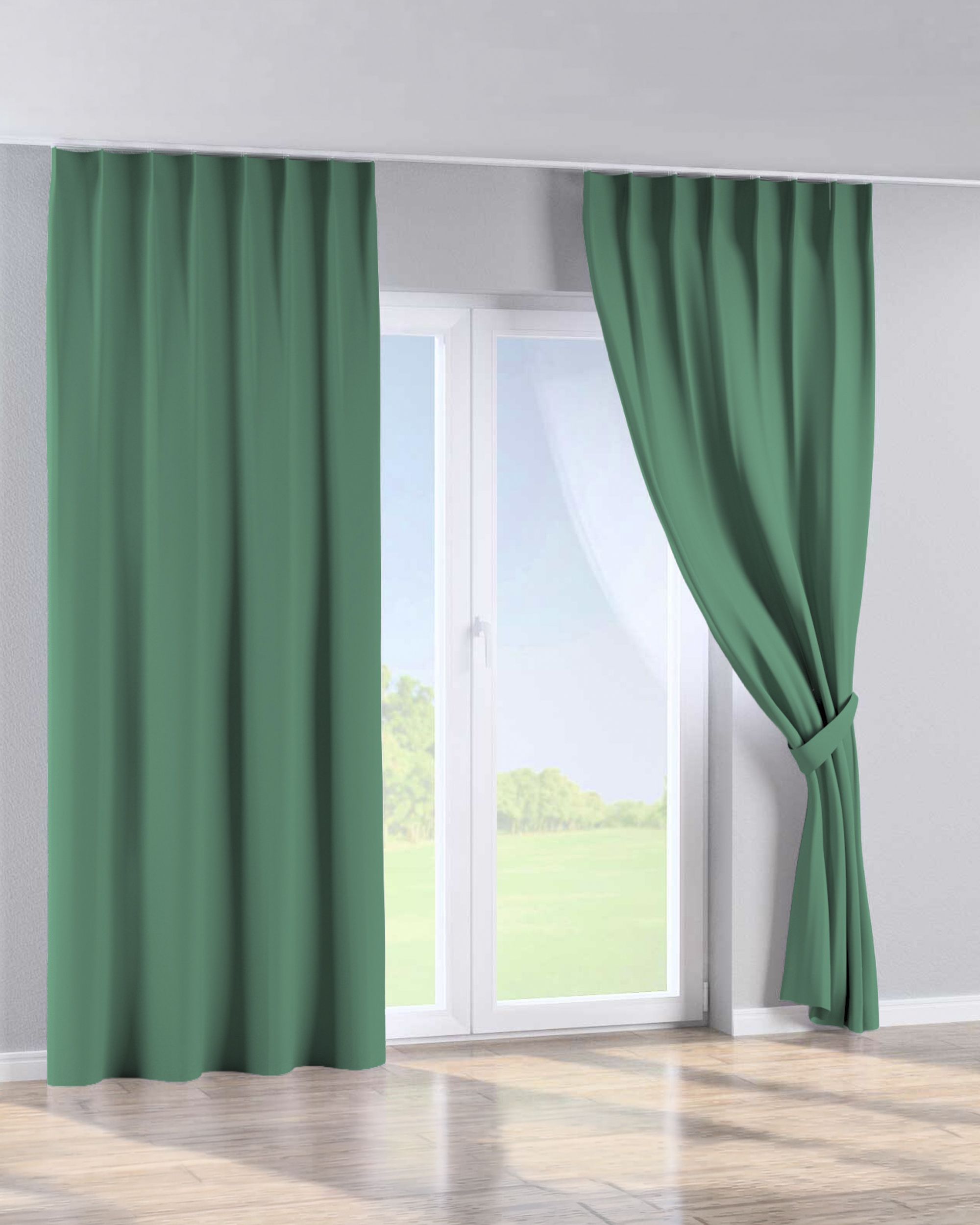 Perdea cu cârlige flex simple culoare verde Țesătură blackout (hover)