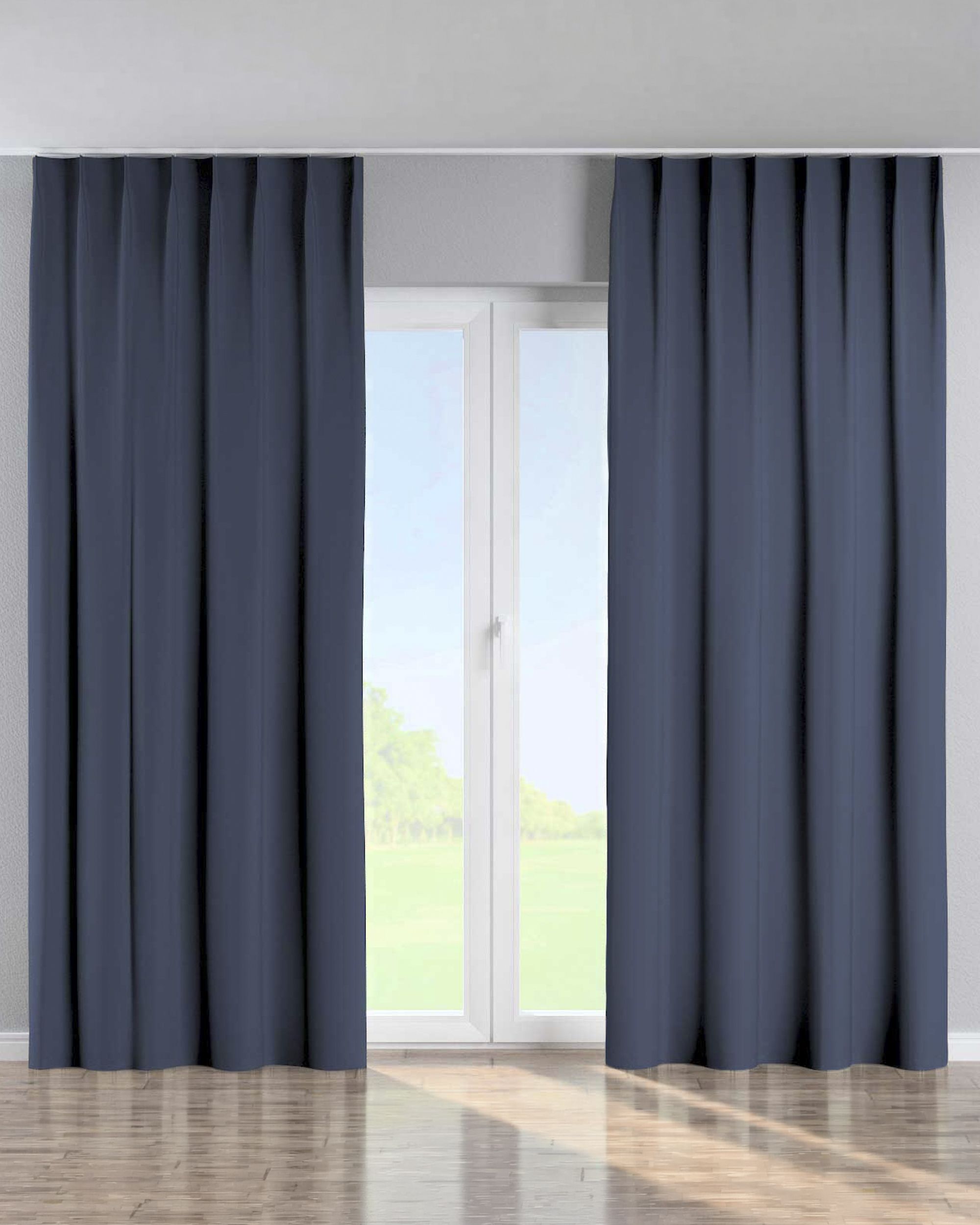 Perdea cu cârlige flex simple culoare bleumarin Țesătură blackout