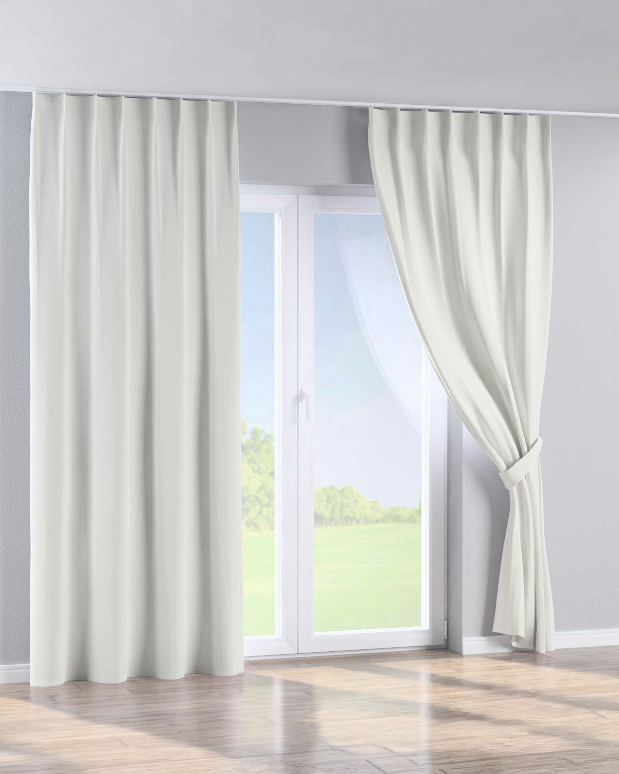 Perdea cu cârlige flex simple culoare alb Țesătură împletitură, blackout (hover)