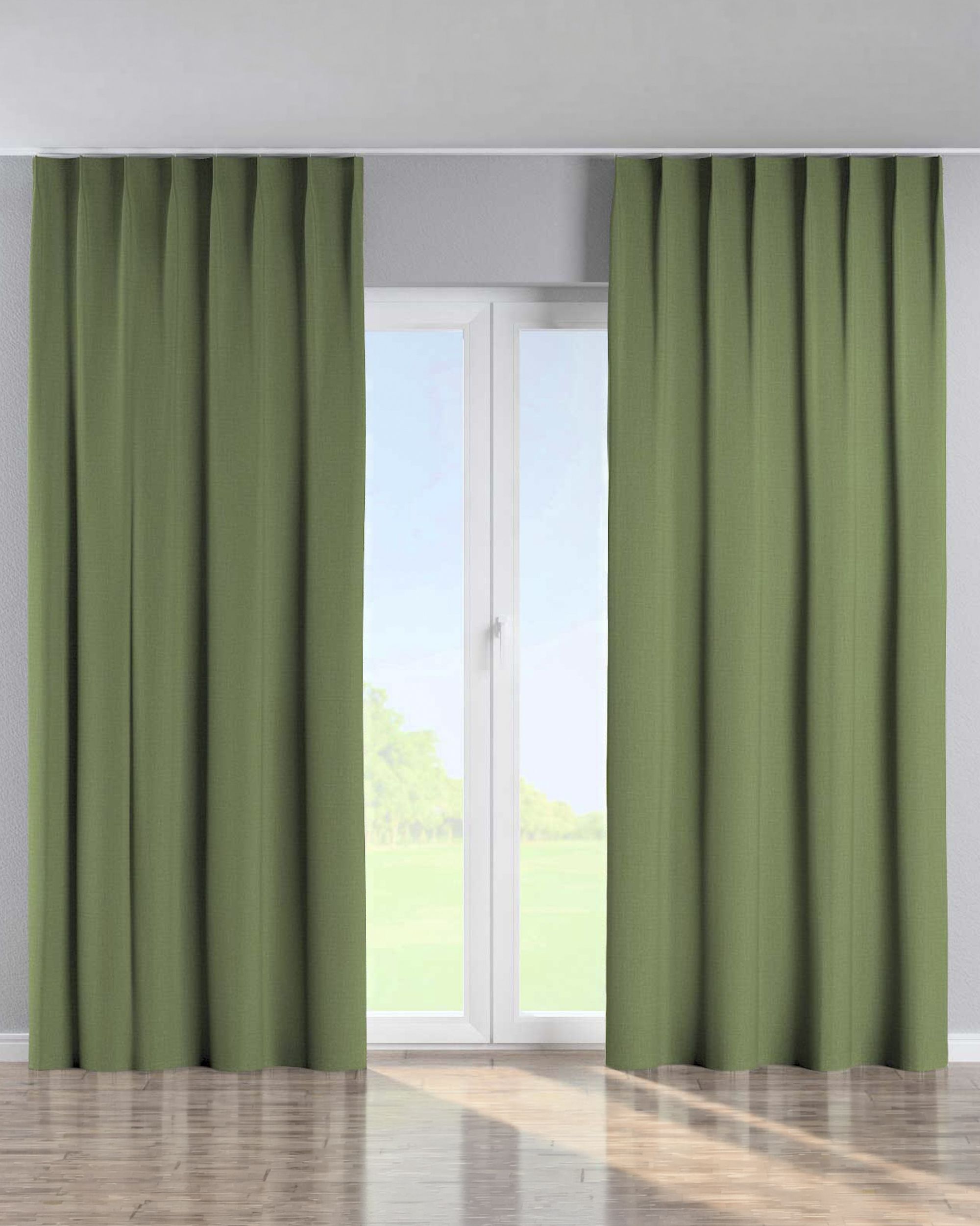 Perdea cu cârlige flex simple culoare verde Țesătură împletitură, blackout
