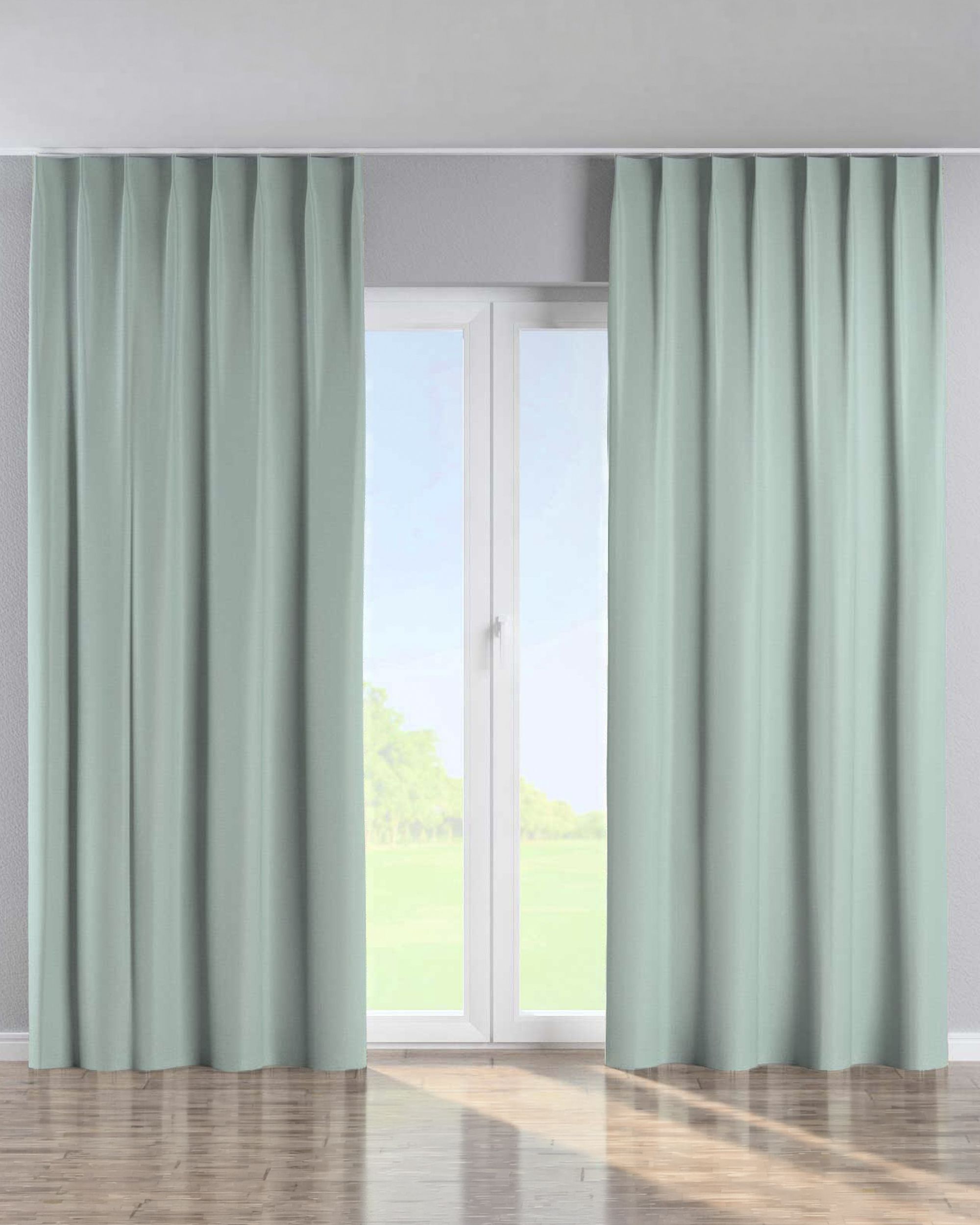 Perdea cu cârlige flex simple culoare verde Țesătură împletitură, blackout