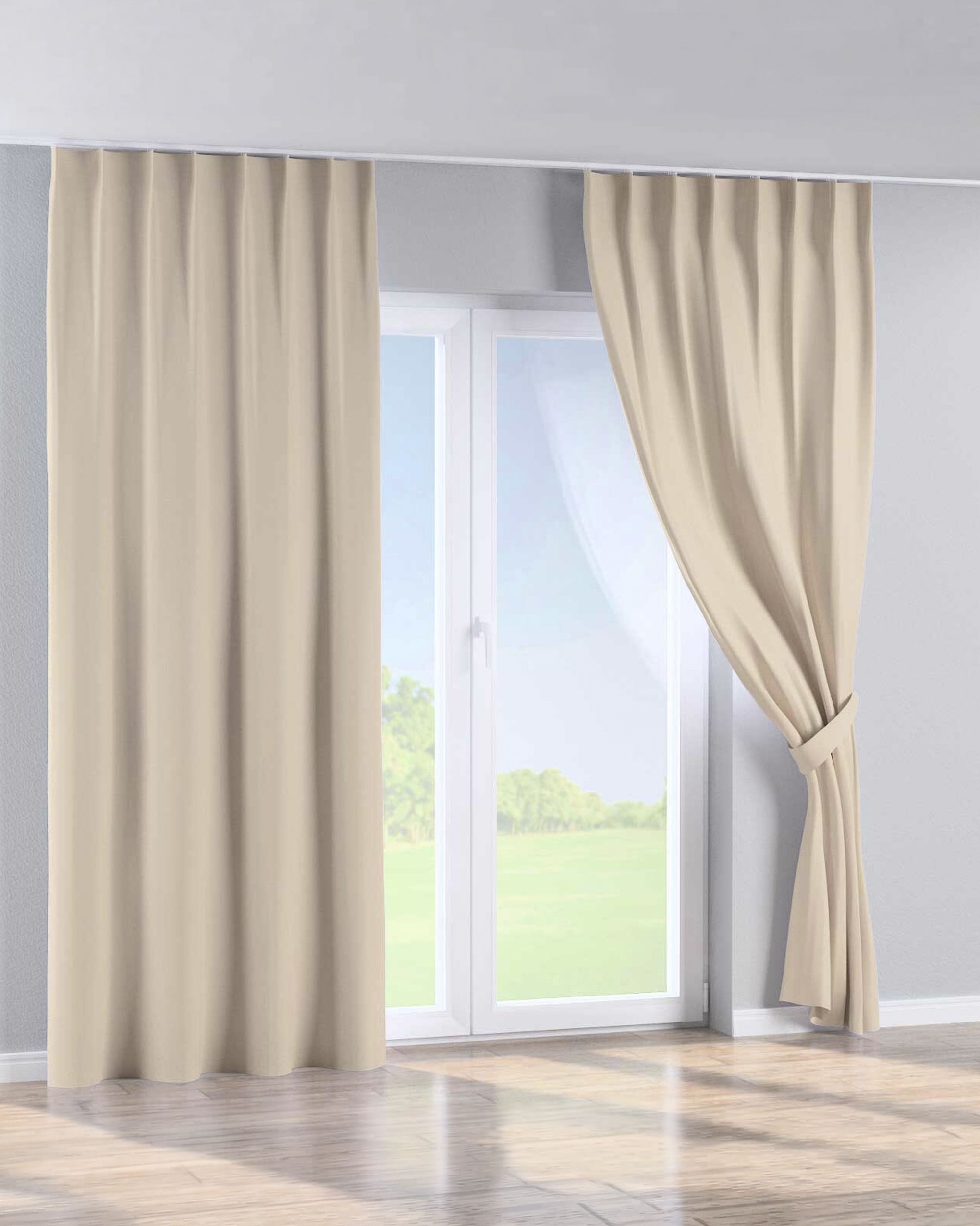 Perdea cu cârlige flex simple culoare crem Țesătură împletitură, blackout (hover)