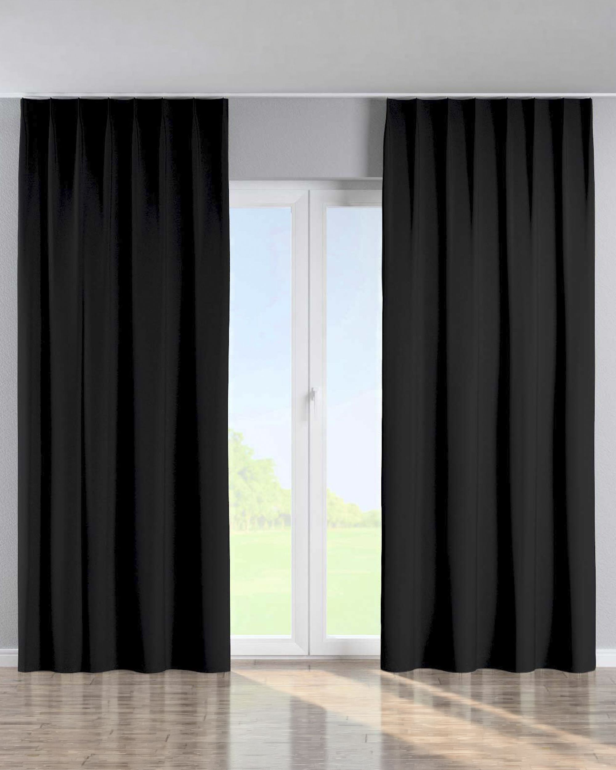 Perdea cu cârlige flex simple culoare negru Țesătură blackout