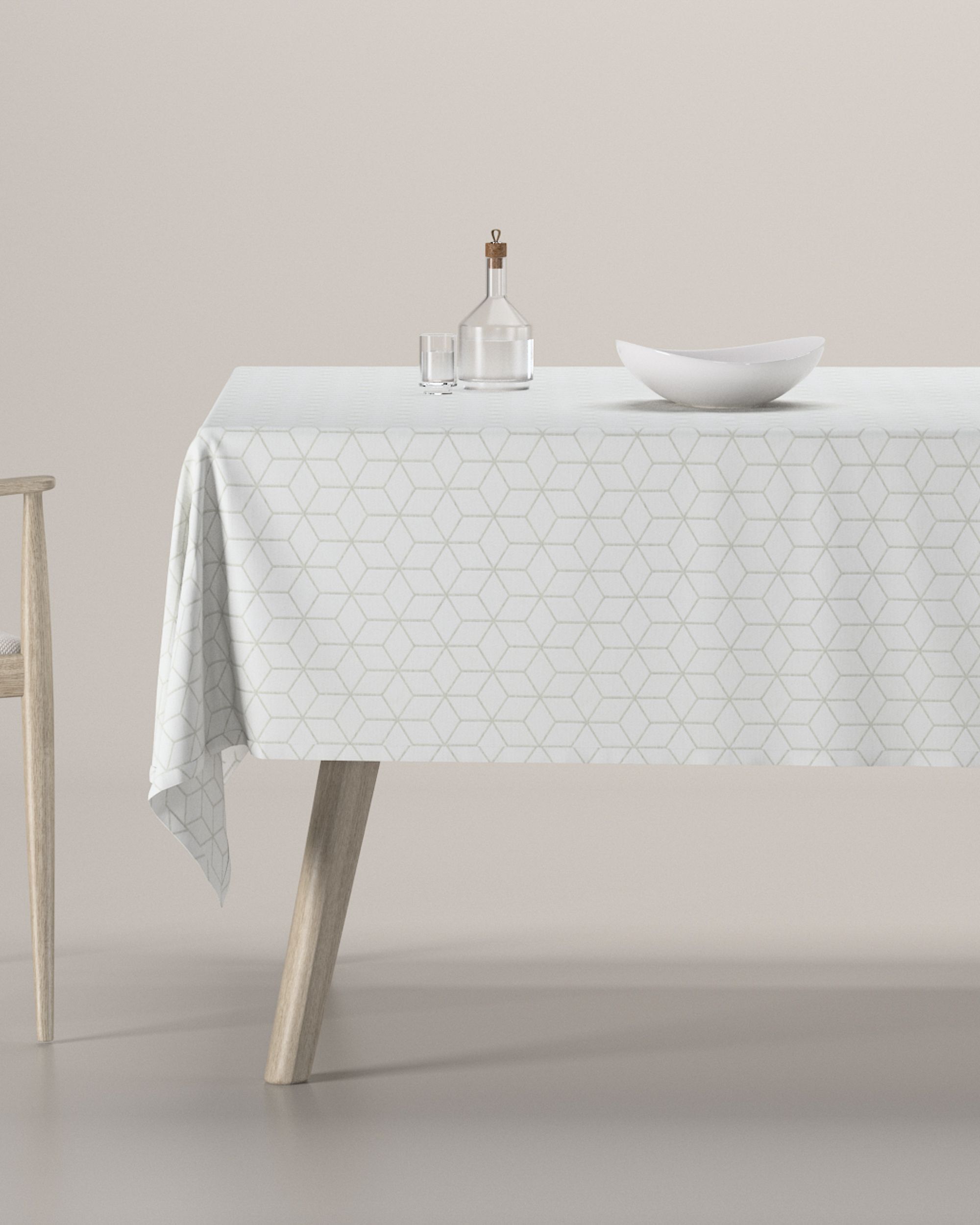 Fata de masa rectangulara culoare alb Țesătură împletitură, cu model