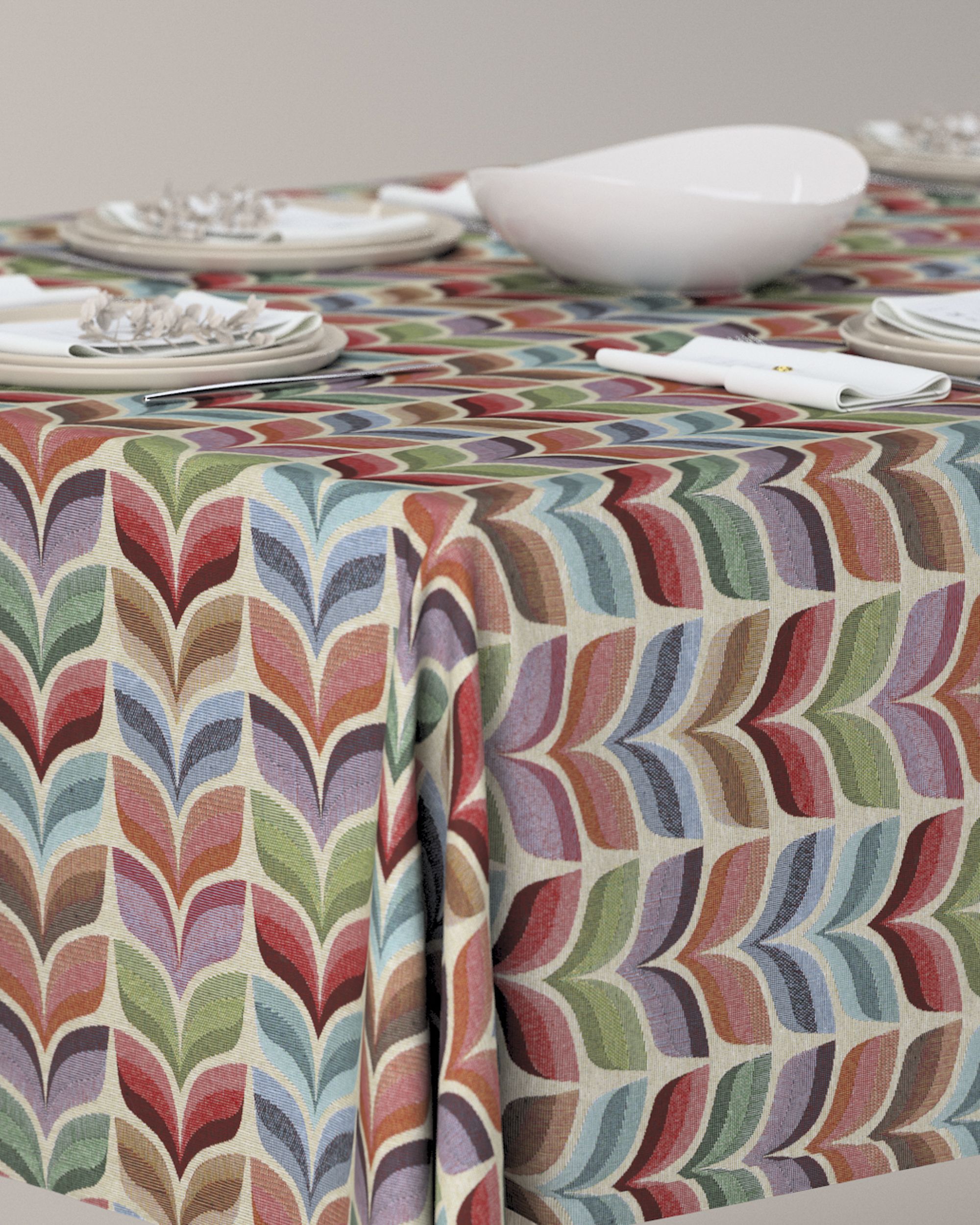Fata de masa rectangulara culoare multicolor Țesătură împletitură, cu model (hover)