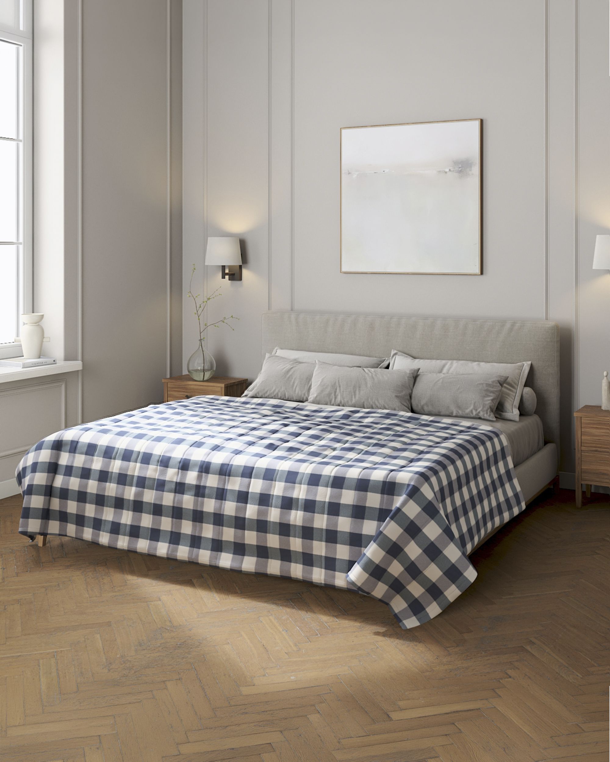 Cuvertura matlasata cu model culoare bleumarin Țesătură cu model