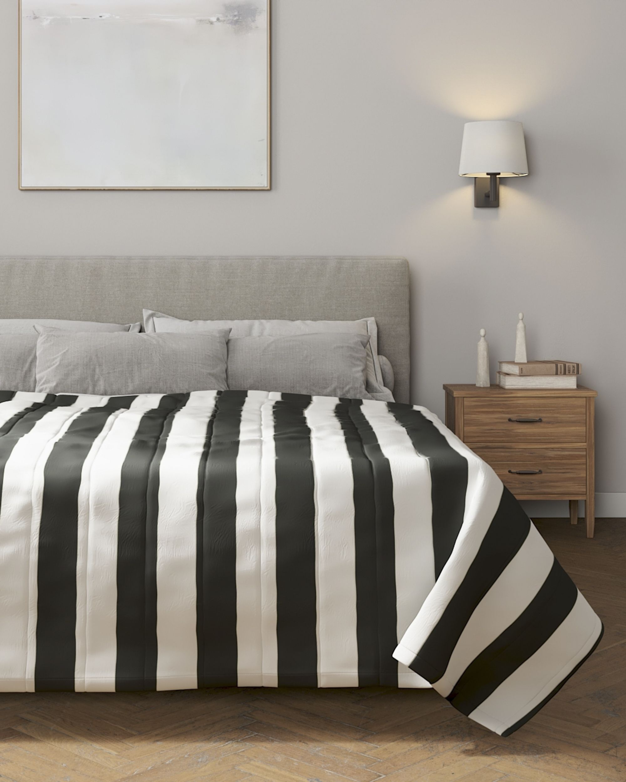 Cuvertura matlasata cu model culoare negru Țesătură cu model (hover)