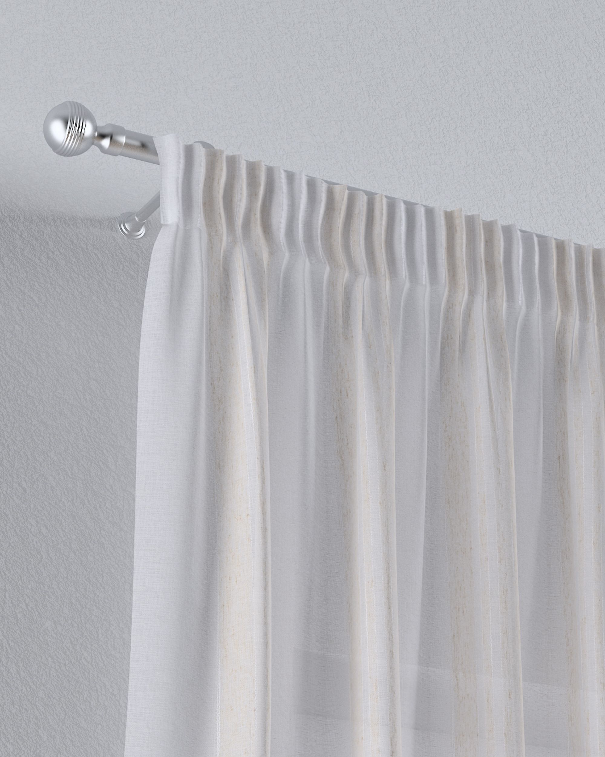 Draperie cu banda culoare crem Țesătură semitransparentă, împletitură, cu model (hover)