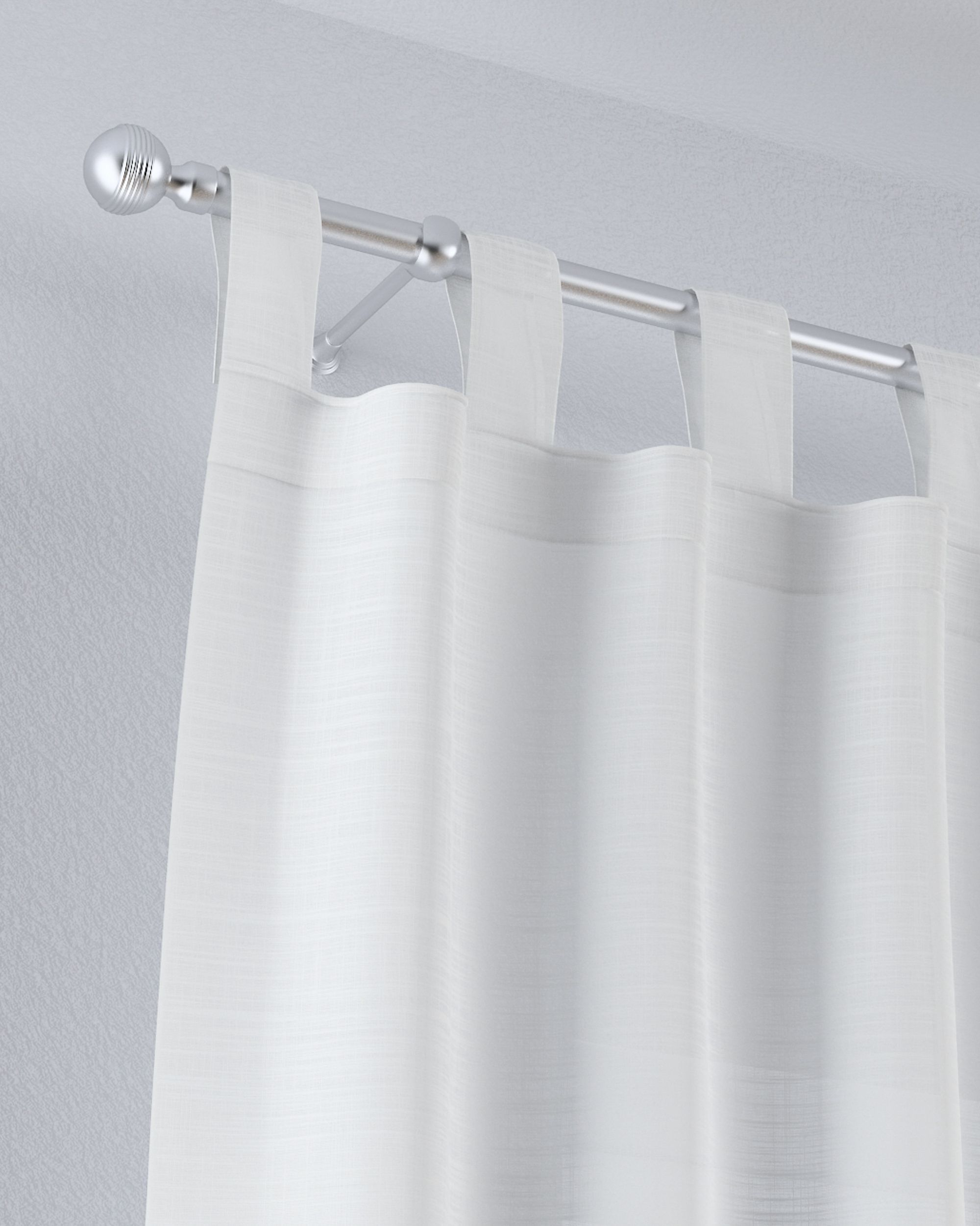 Draperie cu bretele culoare crem Țesătură semitransparentă, împletitură (hover)