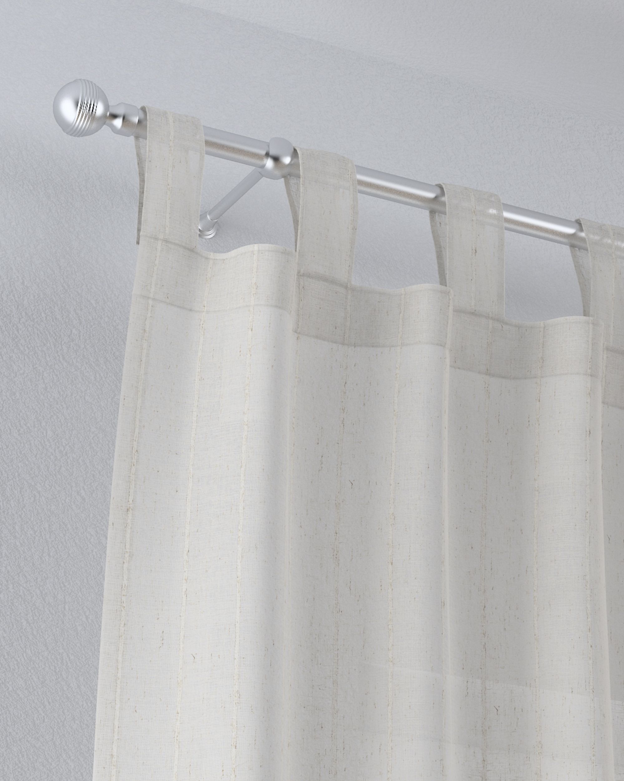 Draperie cu bretele culoare bej Țesătură semitransparentă, împletitură, cu model (hover)