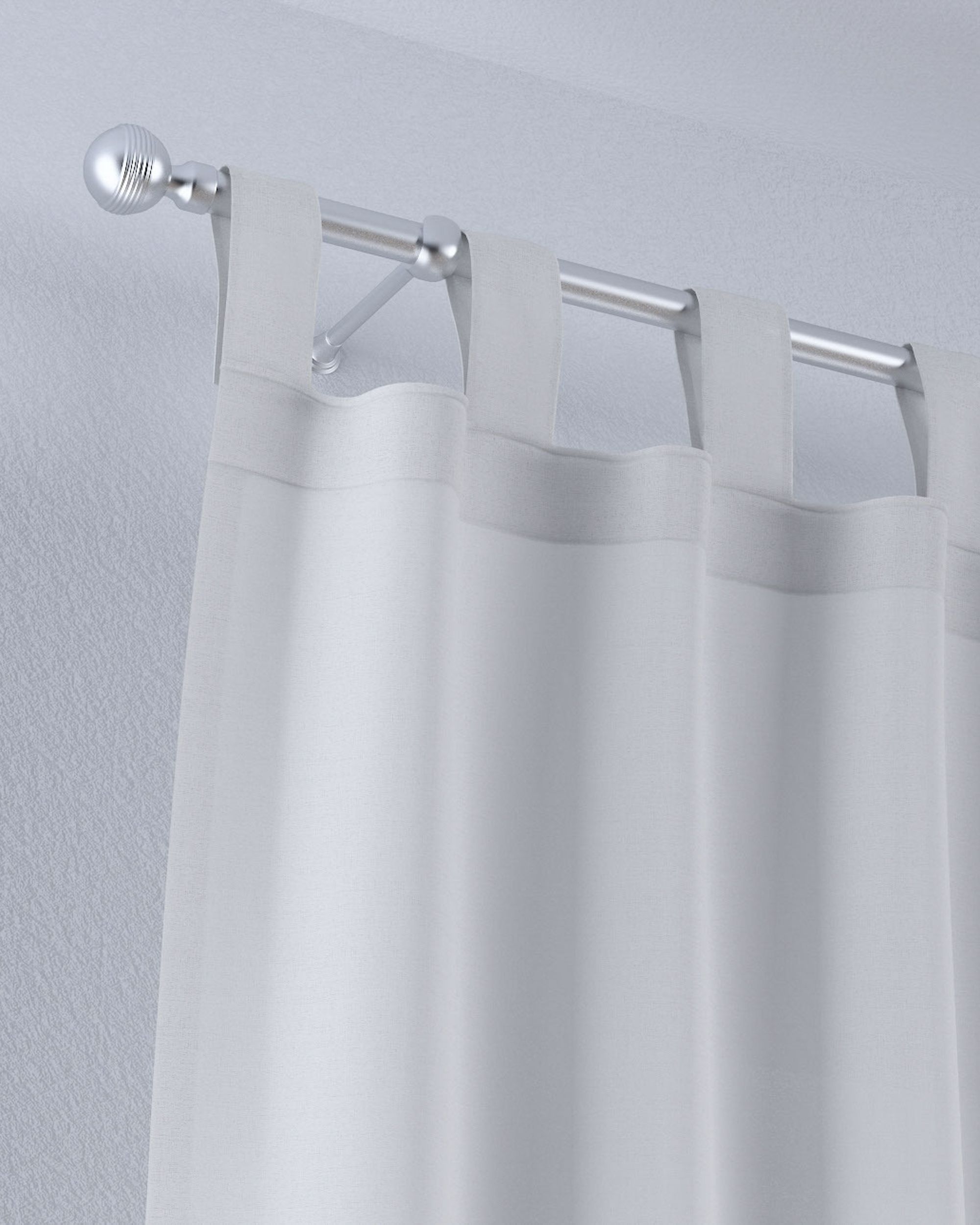 Draperie cu bretele culoare crem Țesătură semitransparentă, împletitură (hover)
