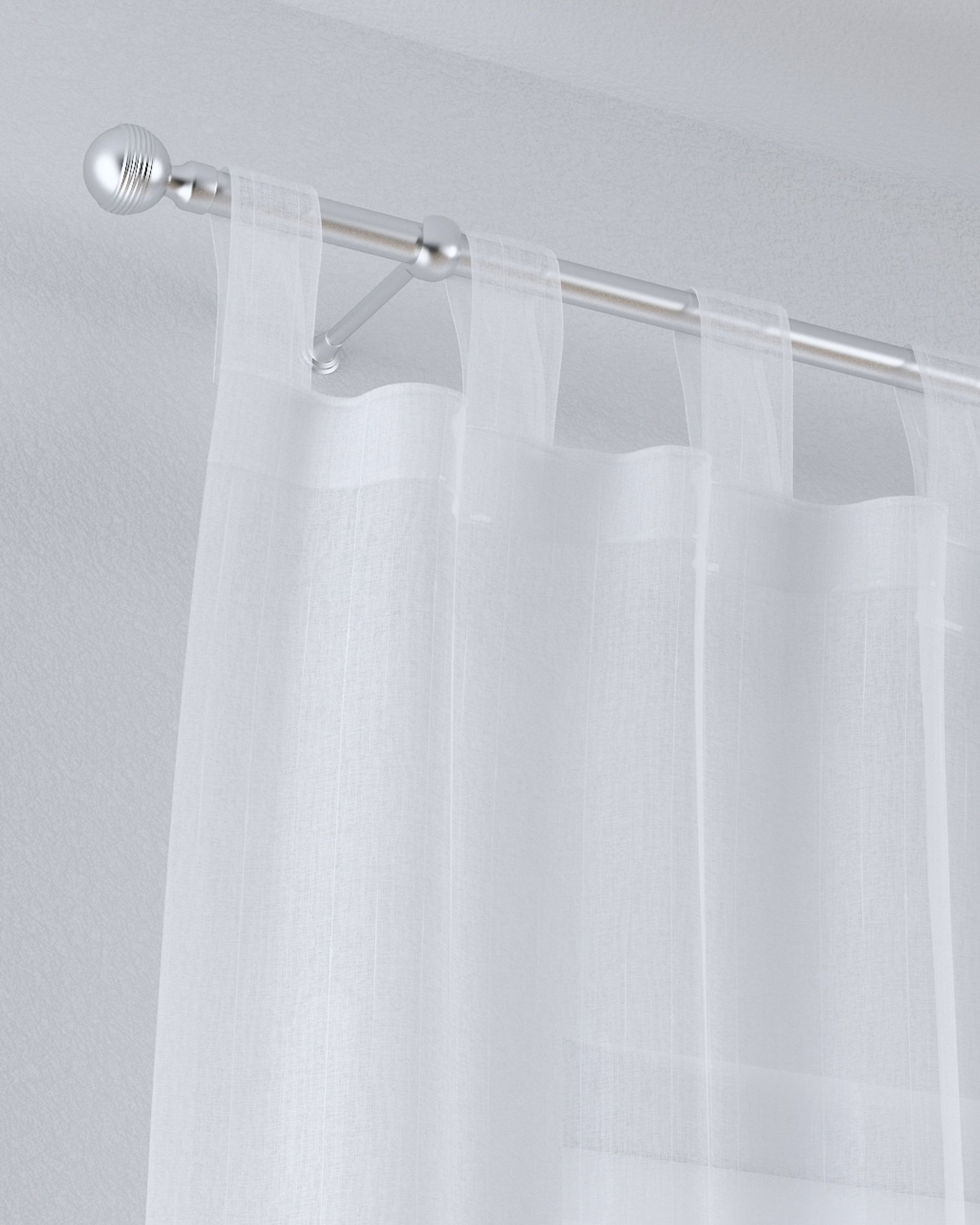 Draperie cu bretele culoare crem Țesătură semitransparentă, împletitură, cu model (hover)
