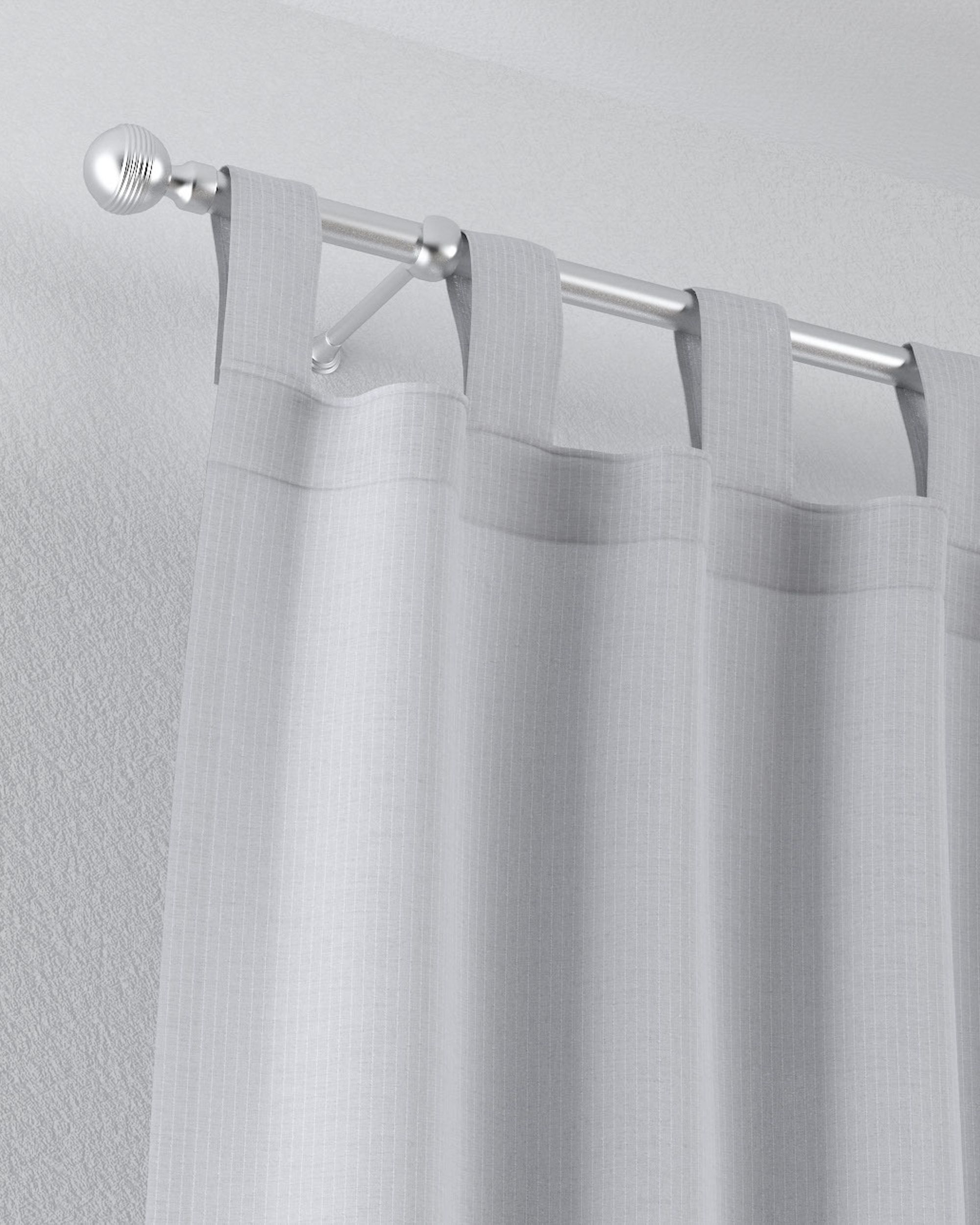 Draperie cu bretele culoare crem Țesătură semitransparentă, împletitură, cu model (hover)