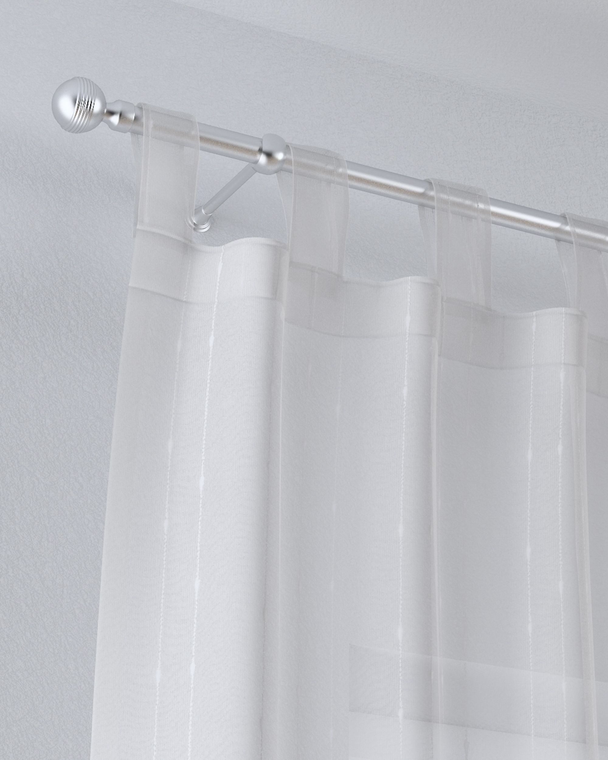 Draperie cu bretele culoare crem Țesătură semitransparentă, împletitură, cu model (hover)