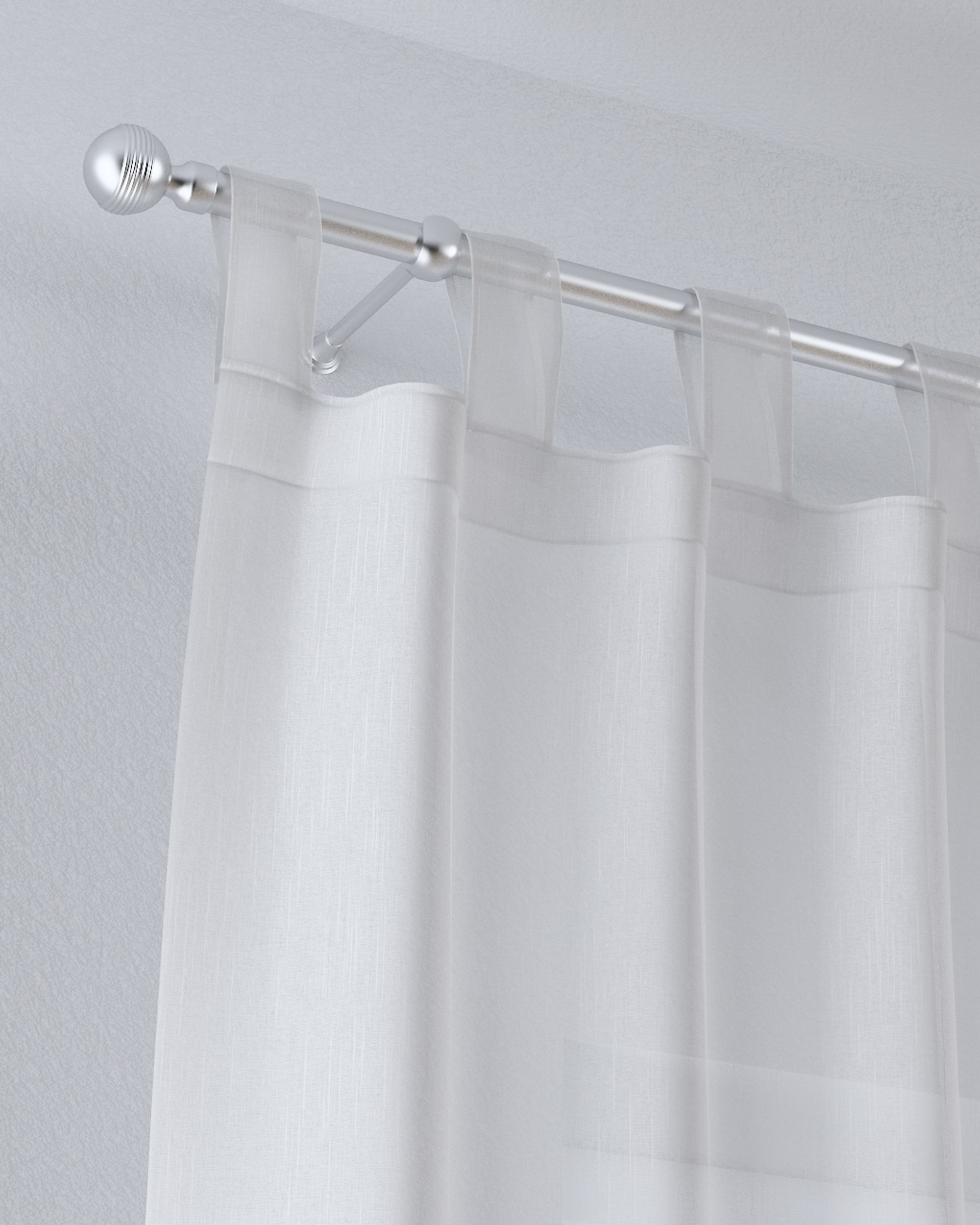 Draperie cu bretele culoare crem Țesătură semitransparentă, împletitură, cu model (hover)