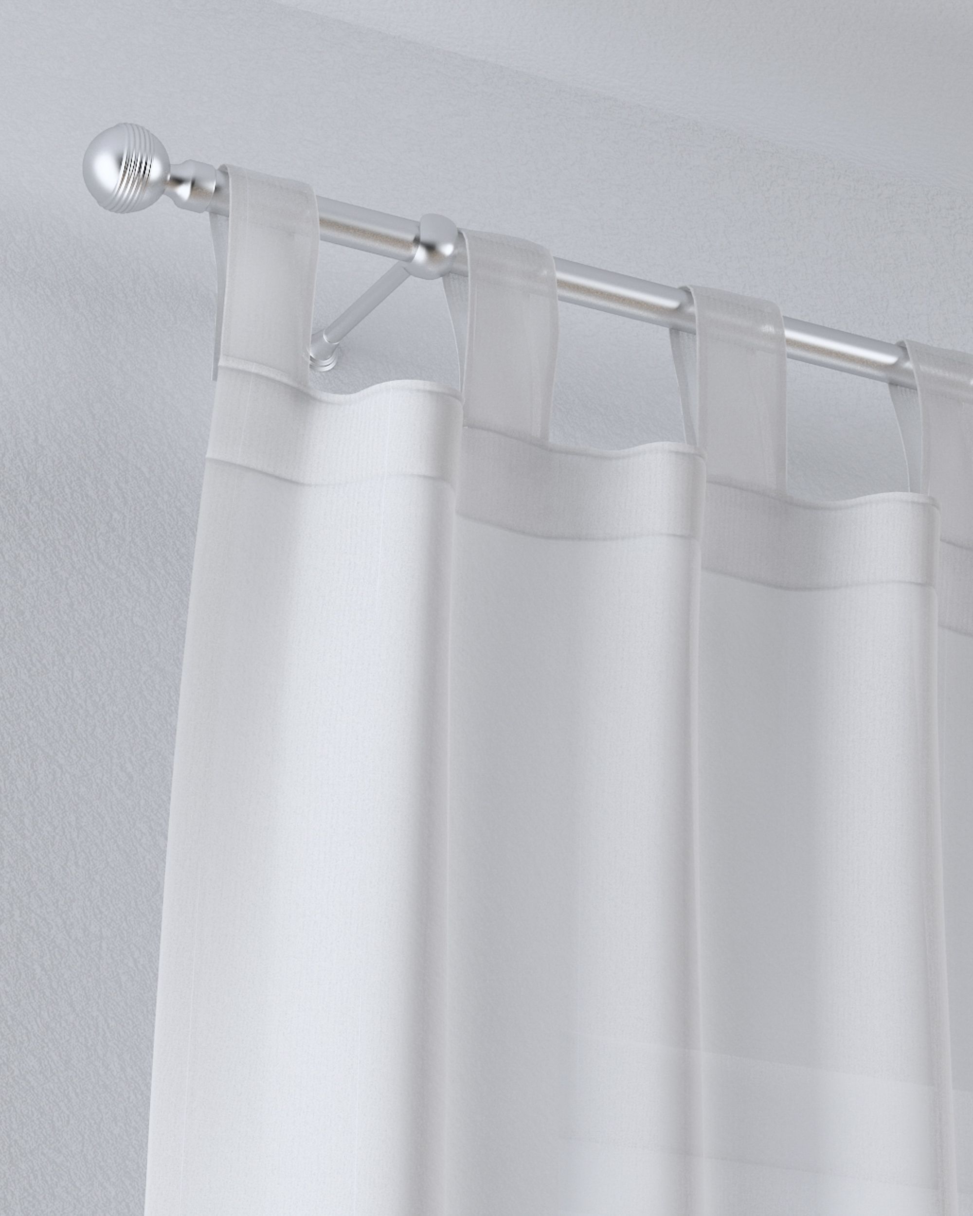 Draperie cu bretele culoare crem Țesătură semitransparentă, împletitură, cu model (hover)