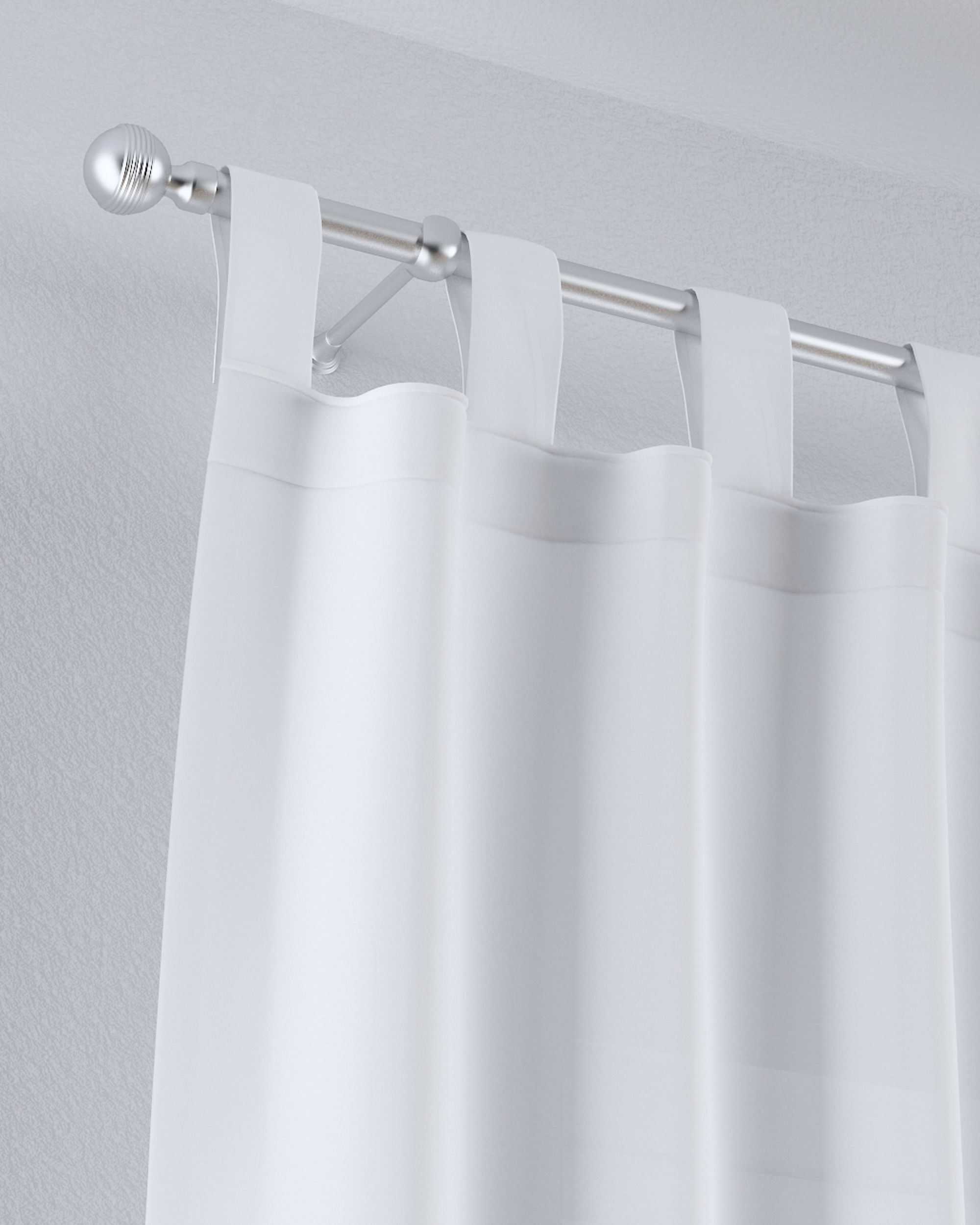 Draperie cu bretele culoare alb Țesătură semitransparentă, împletitură (hover)